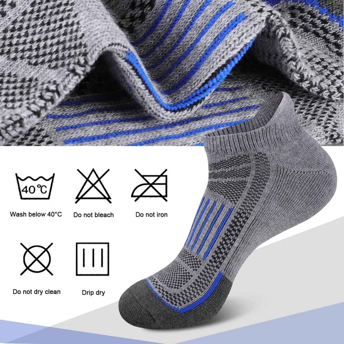 eallco Mens Ankle Socks Low Cut Athletic Cushioned Running Tab Socks 6 Pack