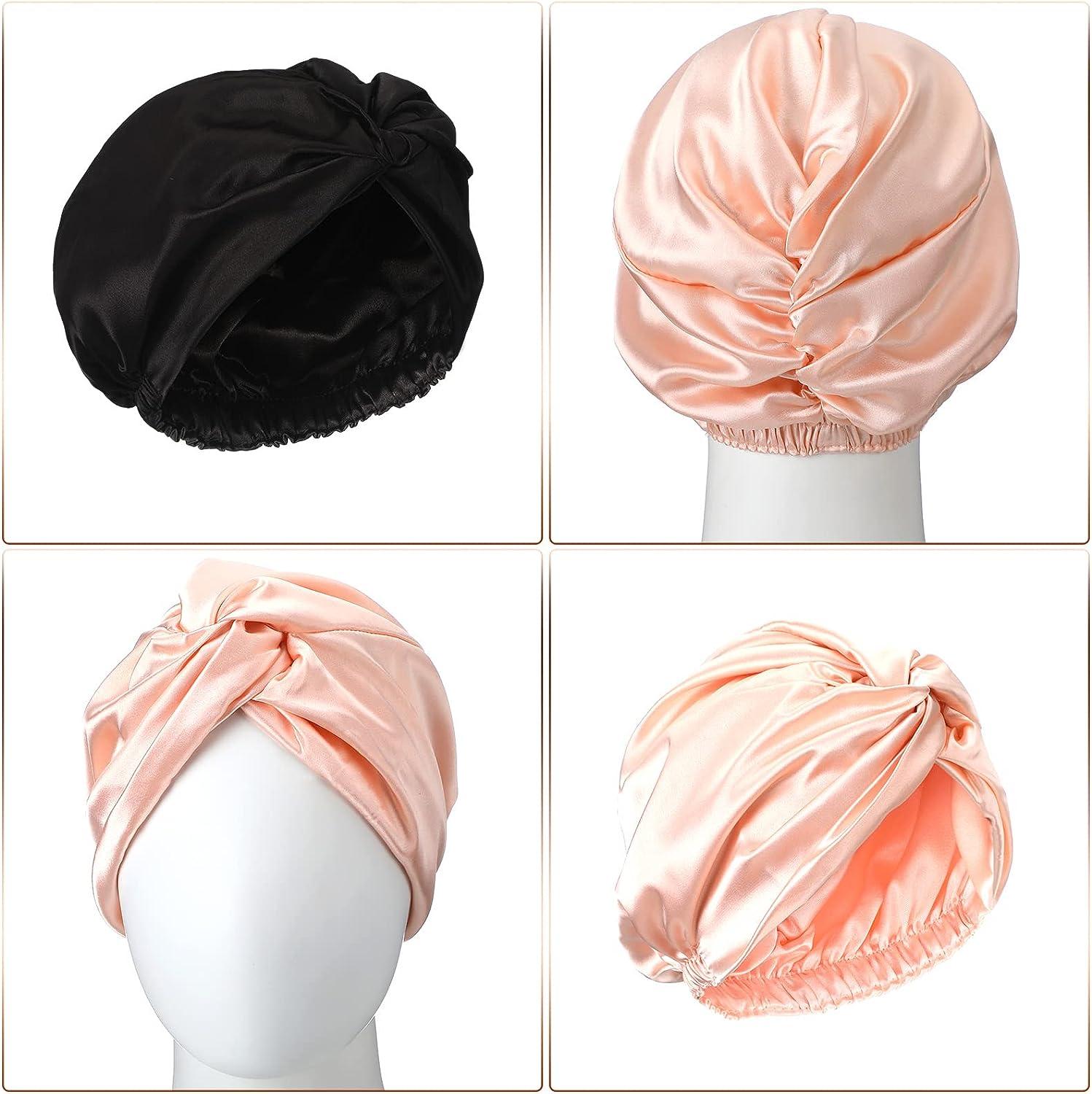 SATINIOR 4 Pcs Silk Bonnet Sleep Cap Eye Cover Women Silk Hair Wrap for  Sleeping