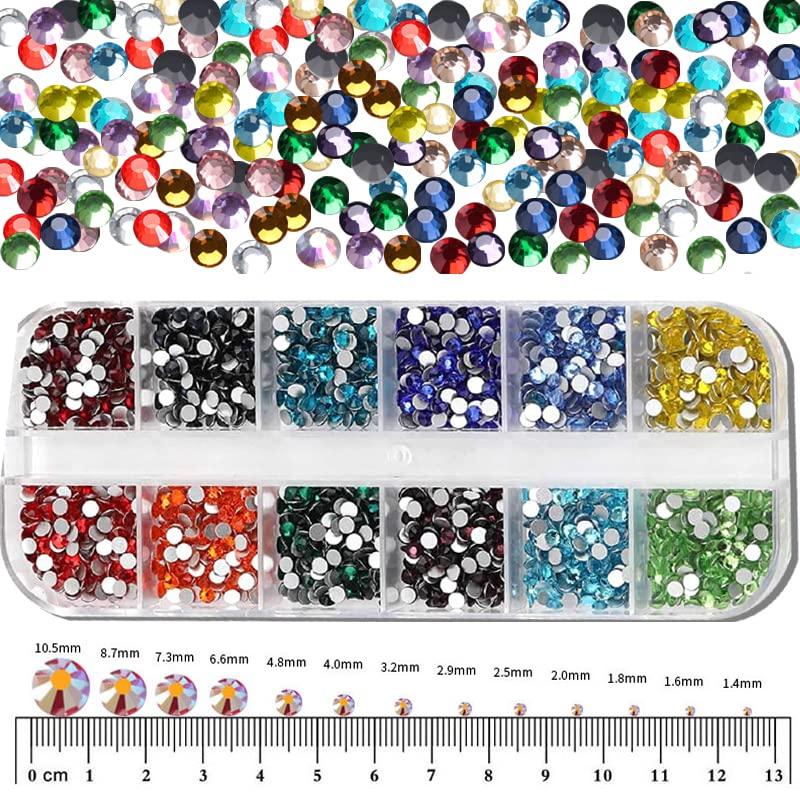 RODAKY 3D Rhinestones for Nails Design 810Pcs Nail Art Rhinestone Beads  Flatback Gems for Nail Multi 6 Shapes Nails Crystal Diamonds for Nail DIY