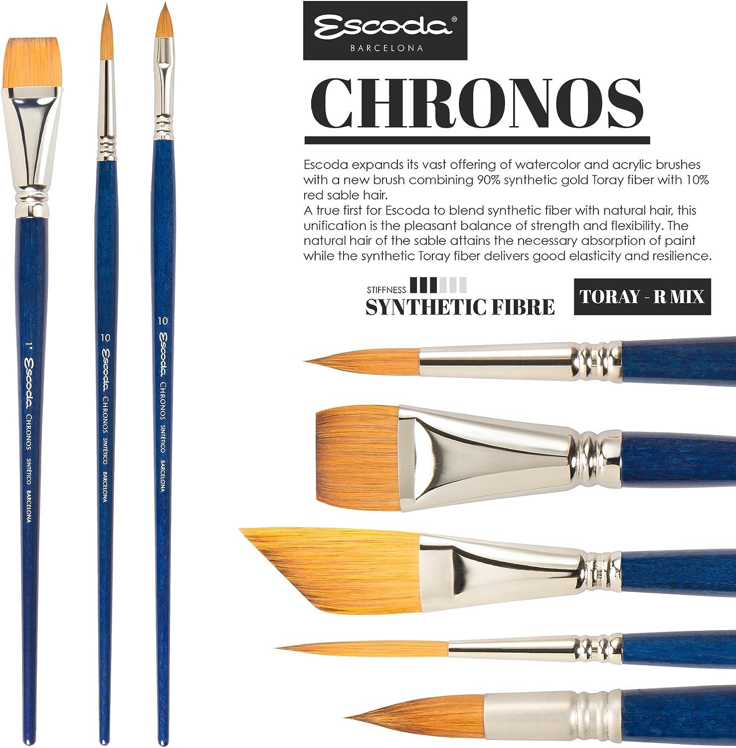 Escoda Chronos Series 3151 Artist Watercolor & Acrylic Paint Brush,  Synthetic Toray Fiber & Red Sable Blend, Pointed Round, Size 6 Size 6  Pointed Round