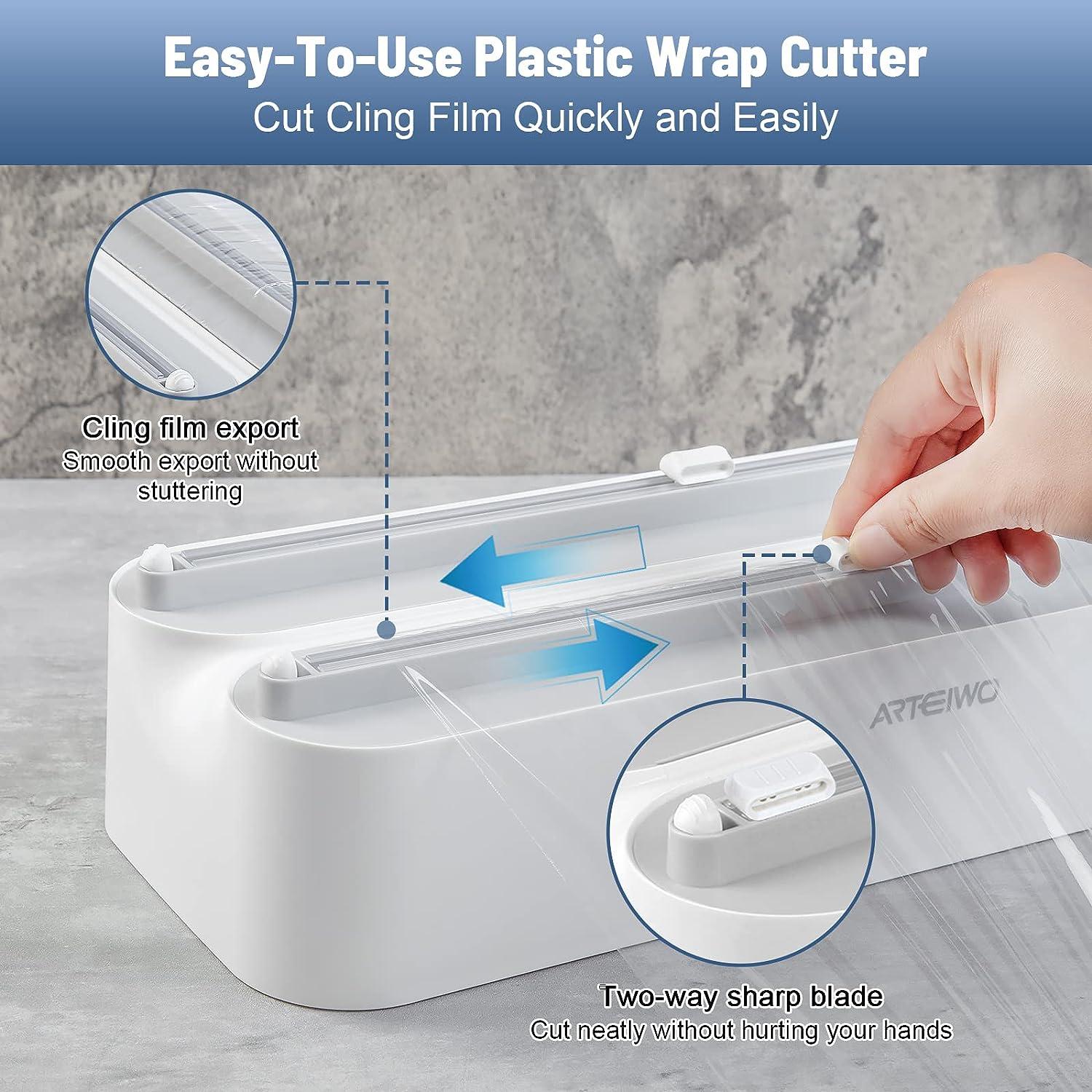 Plastic Wrap Dispenser with Cutter,Use for Cling Wrap,Vacuum