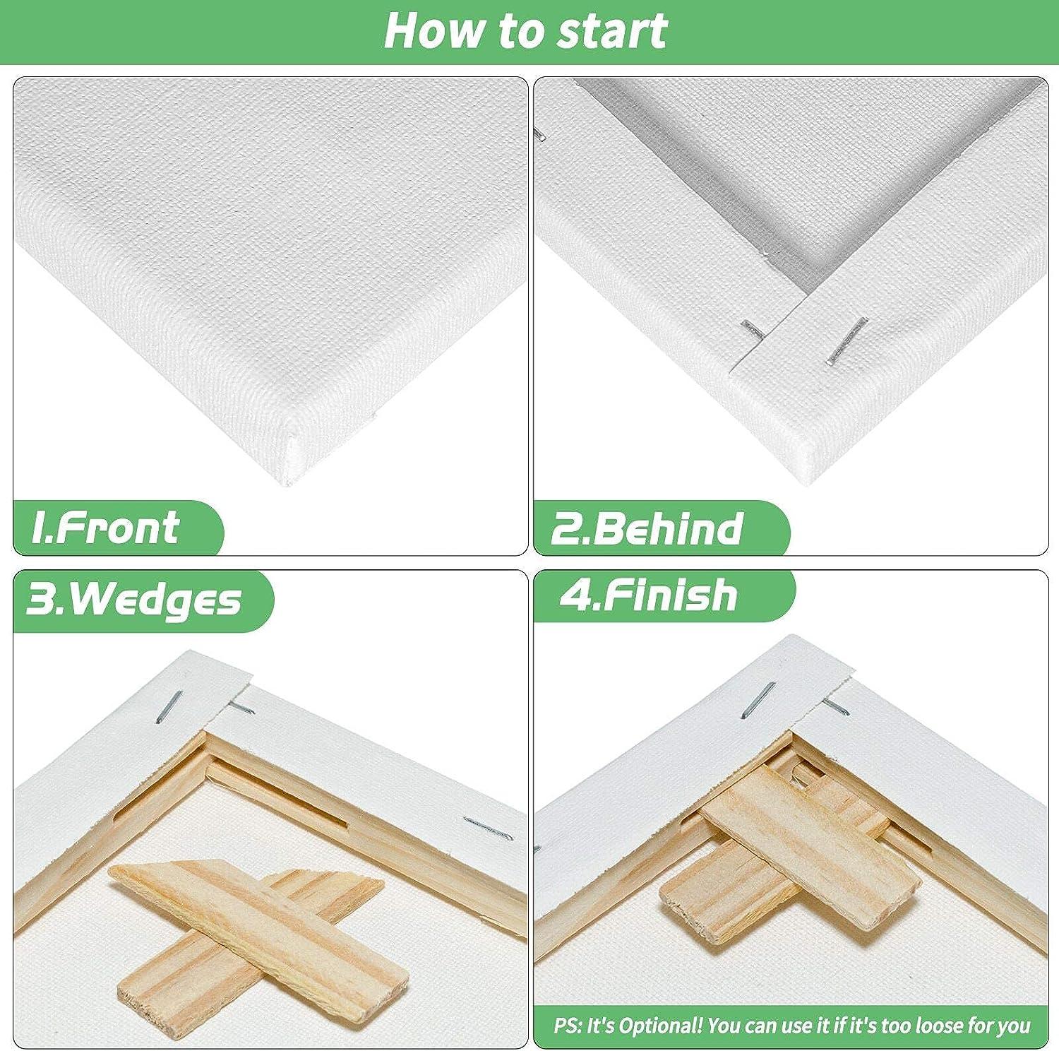 Stretched Canvas 6x8 8x10 10x12 12x16 8 Set Artist Canvase Frame