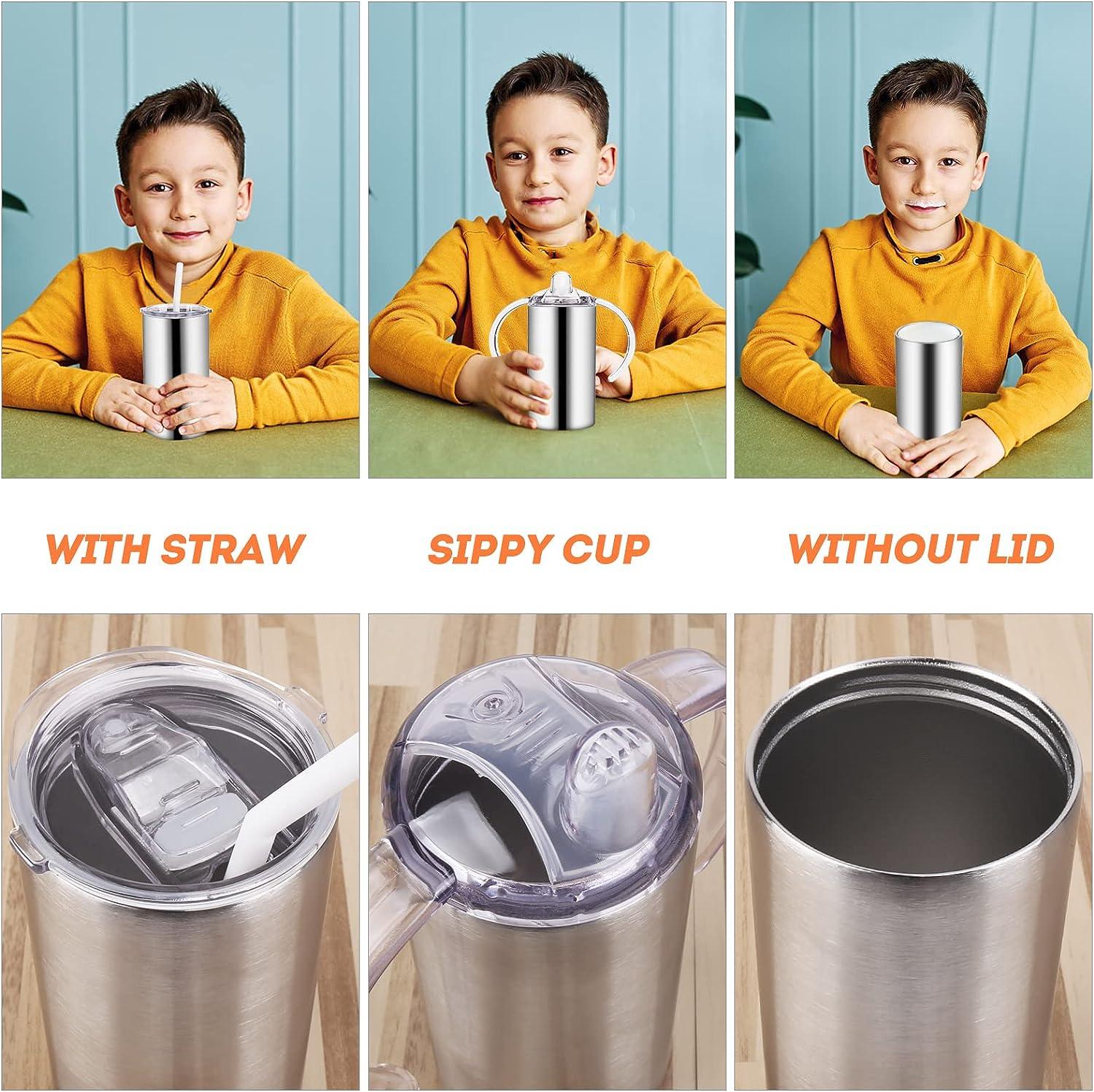 Vermida Stainless Steel Insulated Sippy Cups with Handles 12oz Spill Proof  Vacuum Tumbler for Toddlers Kids Straw Cup with Two Lids Double Wall Kids  Travel Mug Tumbler with Handles for School Outdoor