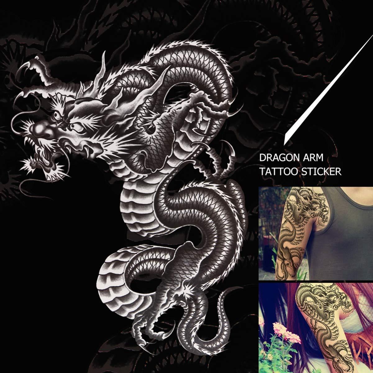 S.A.V.I Temporary Tattoo 3D Dragon Sticker, 10.5X6Cm, Black : Amazon.in:  Beauty