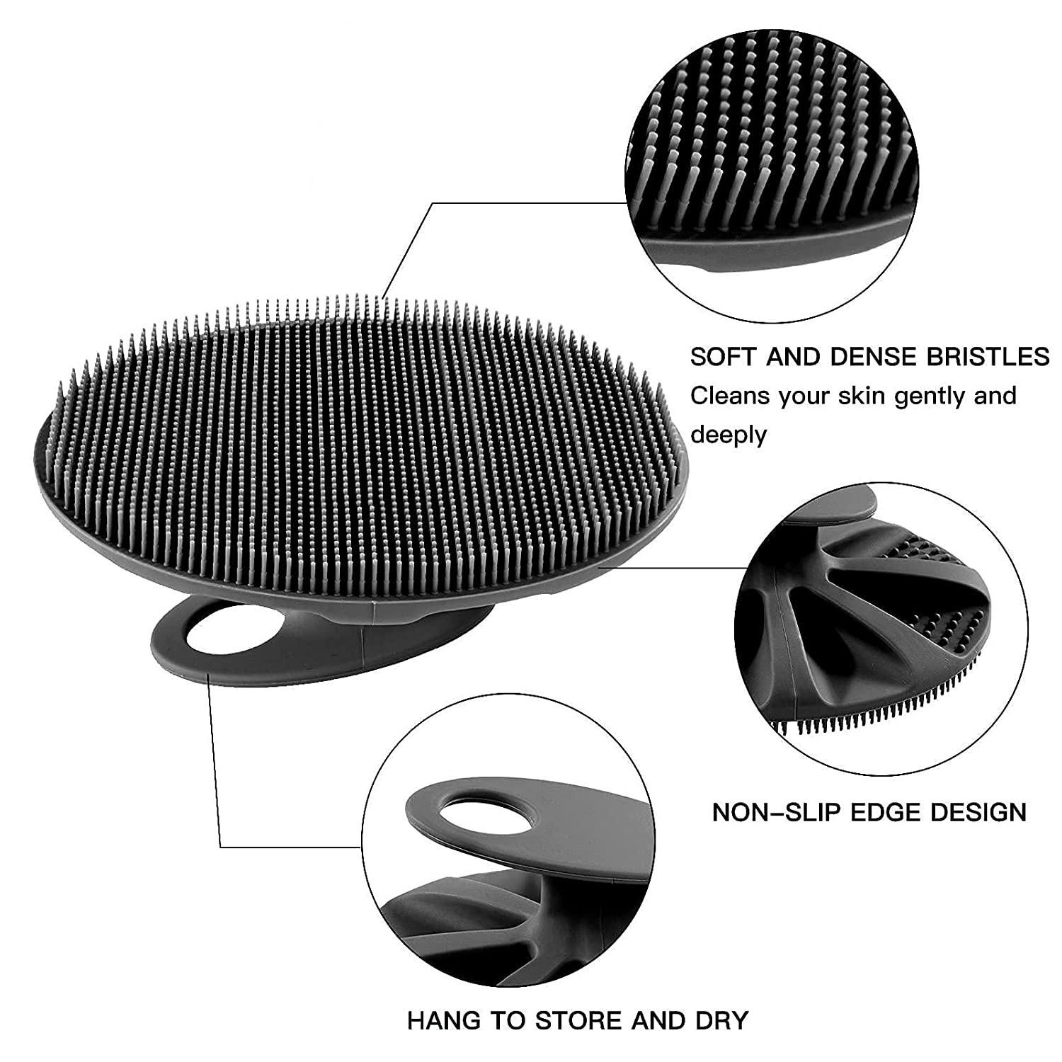 Metene Soft Silicone Body Scrubber, Exfoliating Shower Scrubber for Cleansing Skin, Lathers Well, Size: One size, Black