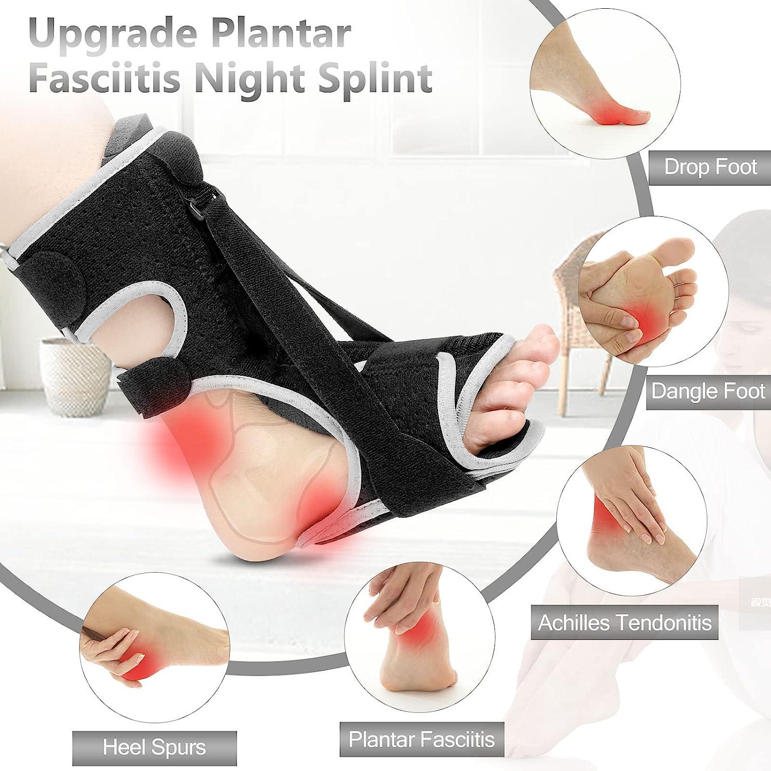 2 Pcs Plantar Fasciitis Night Splint,adjustable Straps Plantar