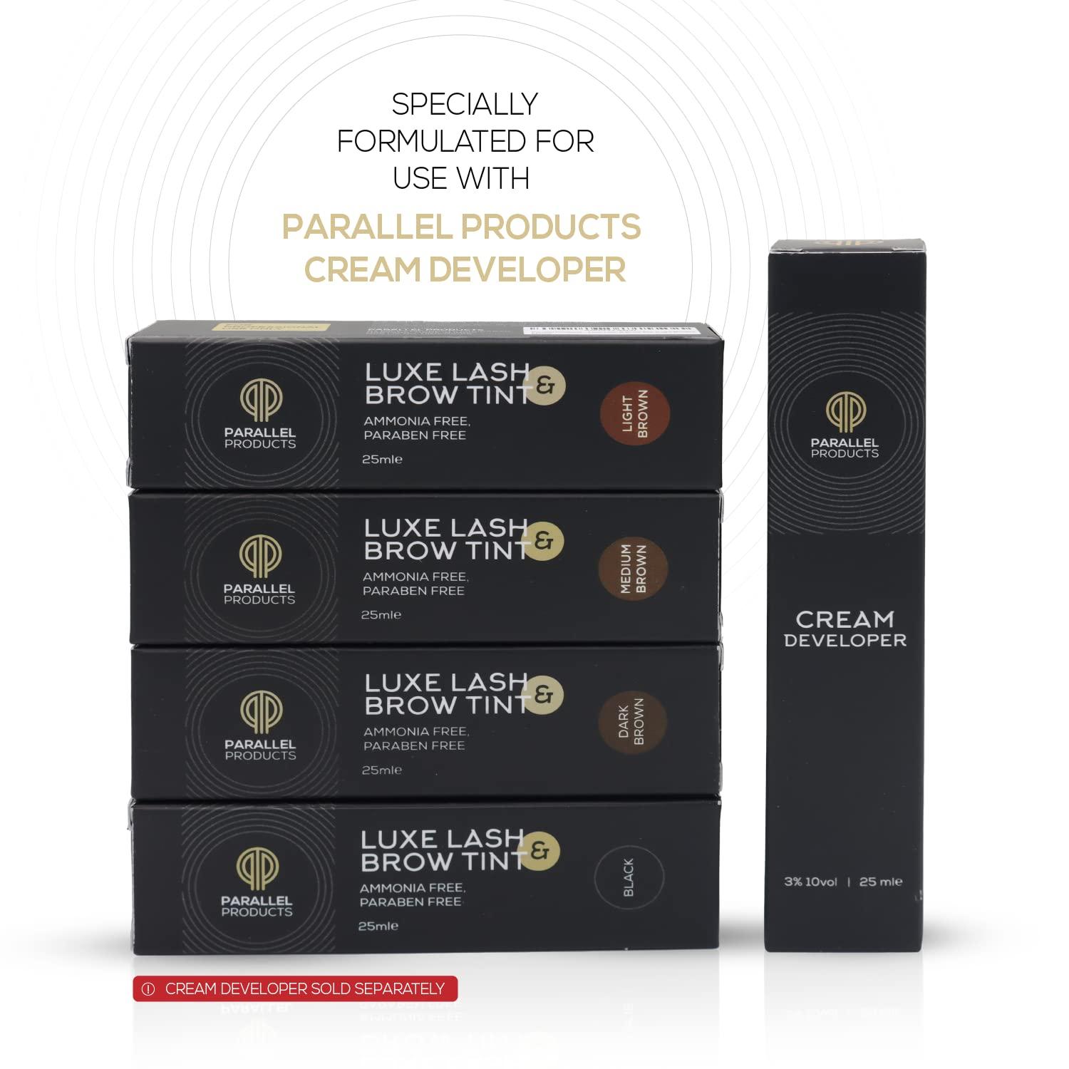  Parallel Products - Luxe Color (Light Brown) - Cream Hair Dye  - 25mL - Tint for Professional Spot Coloring - With Cream Developer, Mixing  Dish and Application Brush - Covers