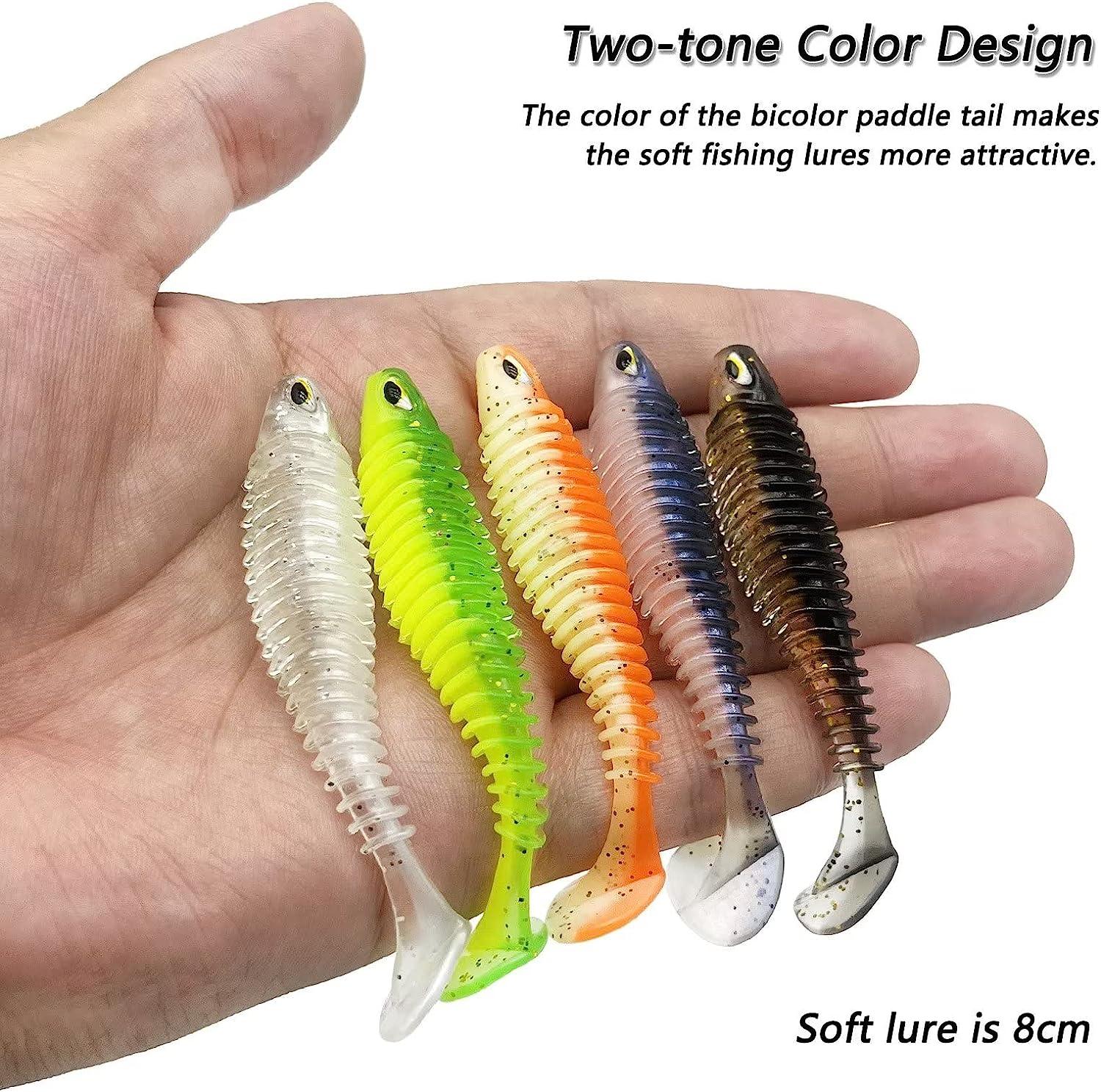 Fishing 6pcs/Lot Soft Fishing Lure Lifelike Paddle Tail Minnow Fishing  Baits Tackle for Saltwater and Freshwater Bass Crappie Walleye or Trout  Lures 55mm 75mm 100mm