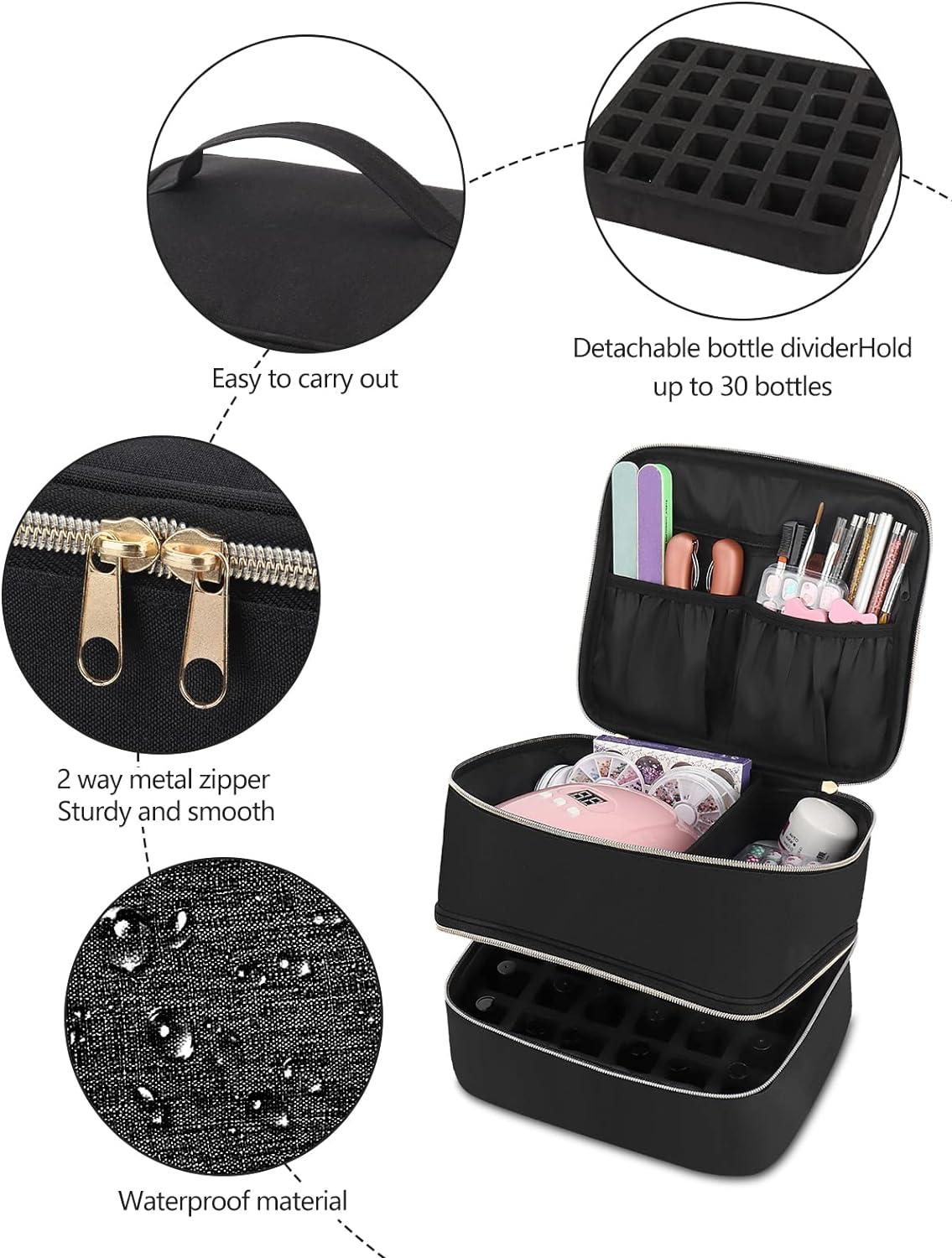LIONVISON Large Nail Supply Organizers and Storage for Nail Tech, Black, 4  trays nail tech bag, Storage Bag : : Beauty & Personal Care