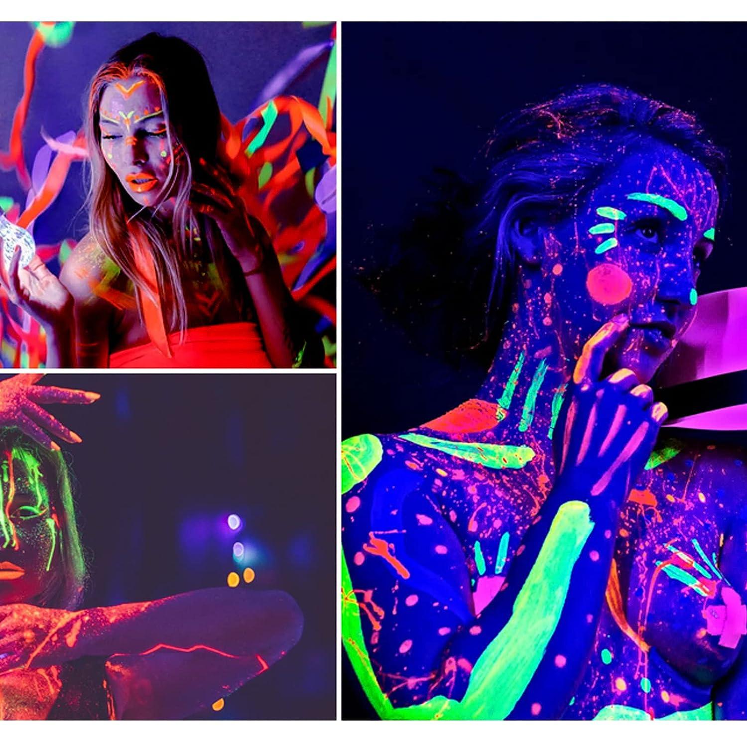 Saturey Glow in The Black Light Face & Body Paint Crayons Neon Blacklight Glow  Body Makeup Fluorescent Face Paints for Glow Party Supplies Mardi Gras  Christmas Gifts 6PCS