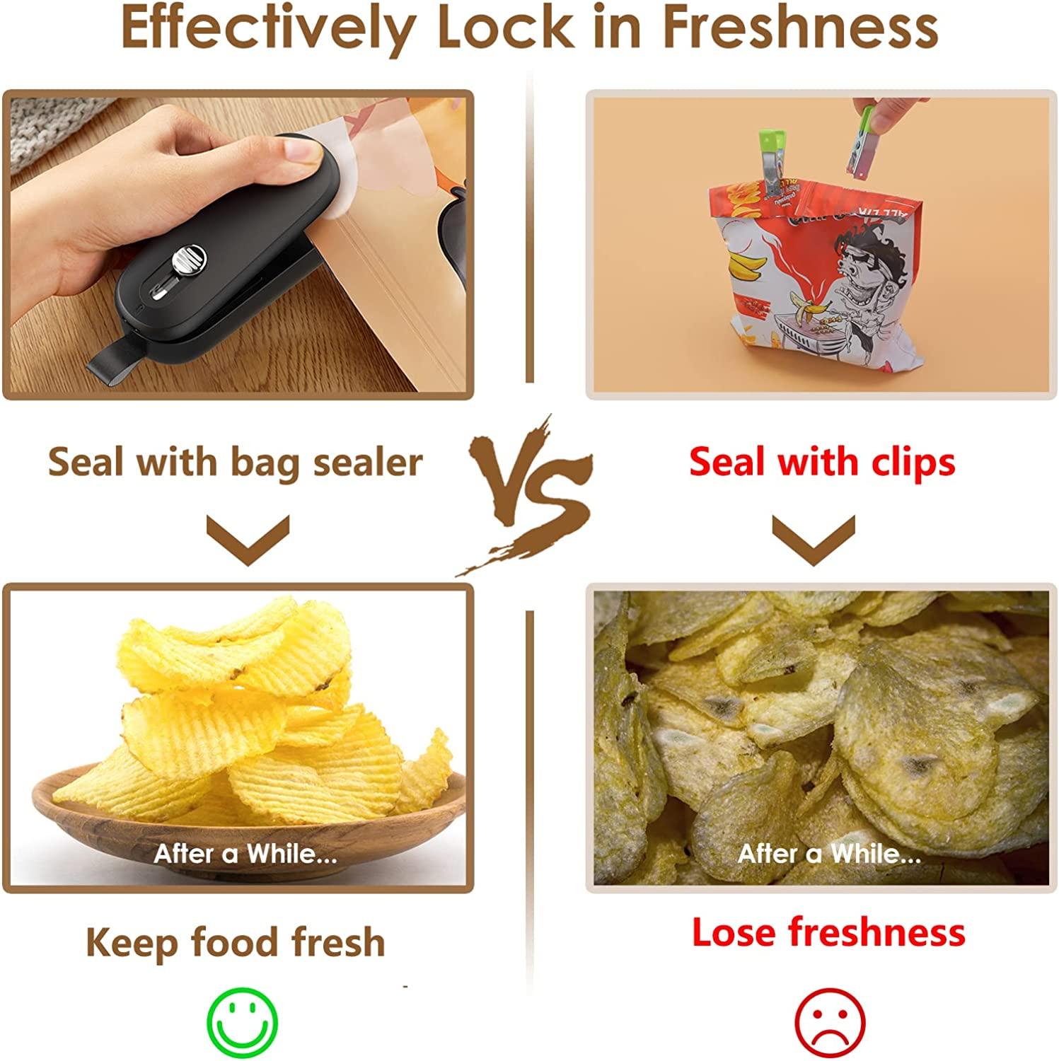 Chip Bag Sealer, Mini Food Bag Heat Sealer, Air Lock Bag Resealer