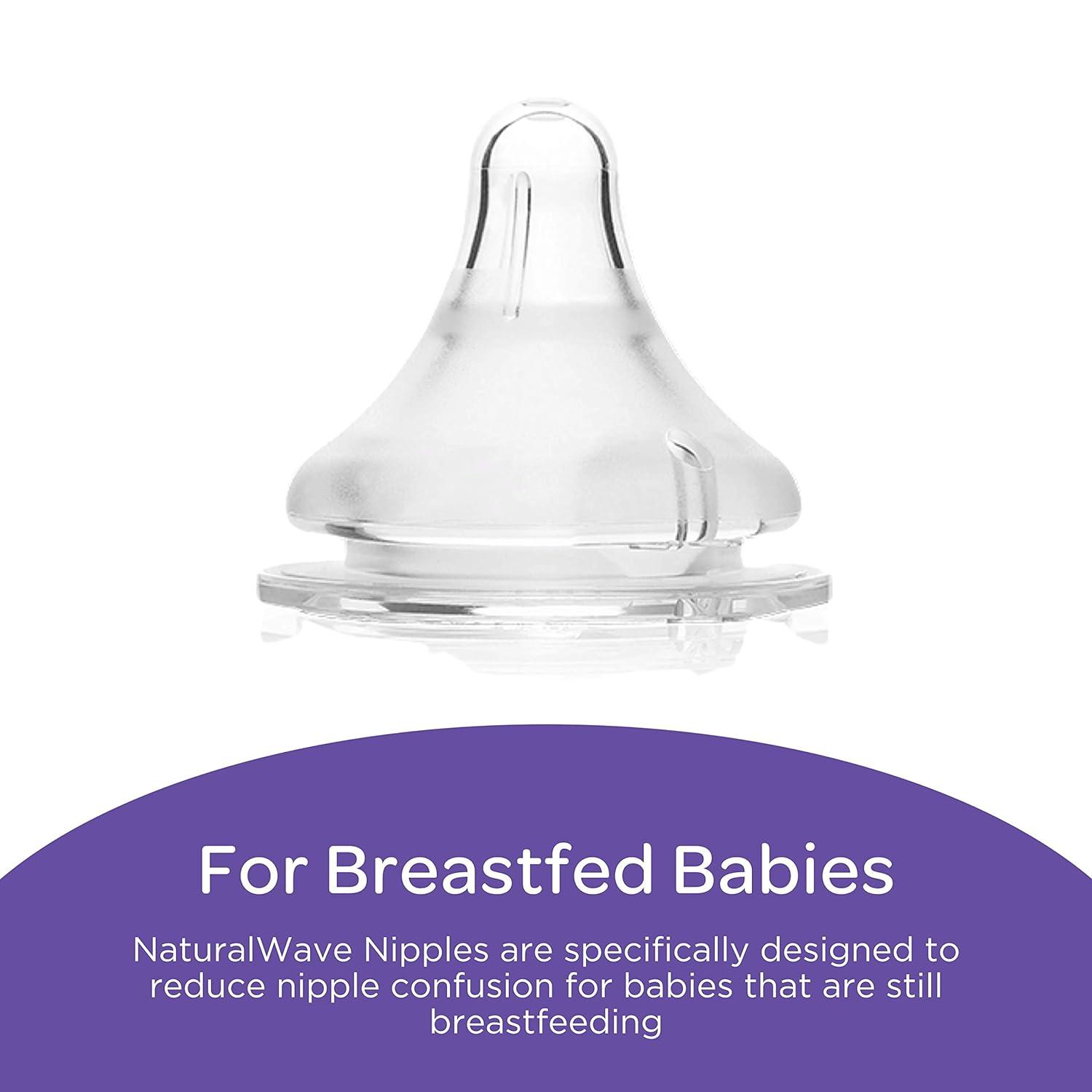 Lansinoh NaturalWave Baby Bottle Nipples, Slow Flow, Size 2S, Anti-Colic, 2  Count