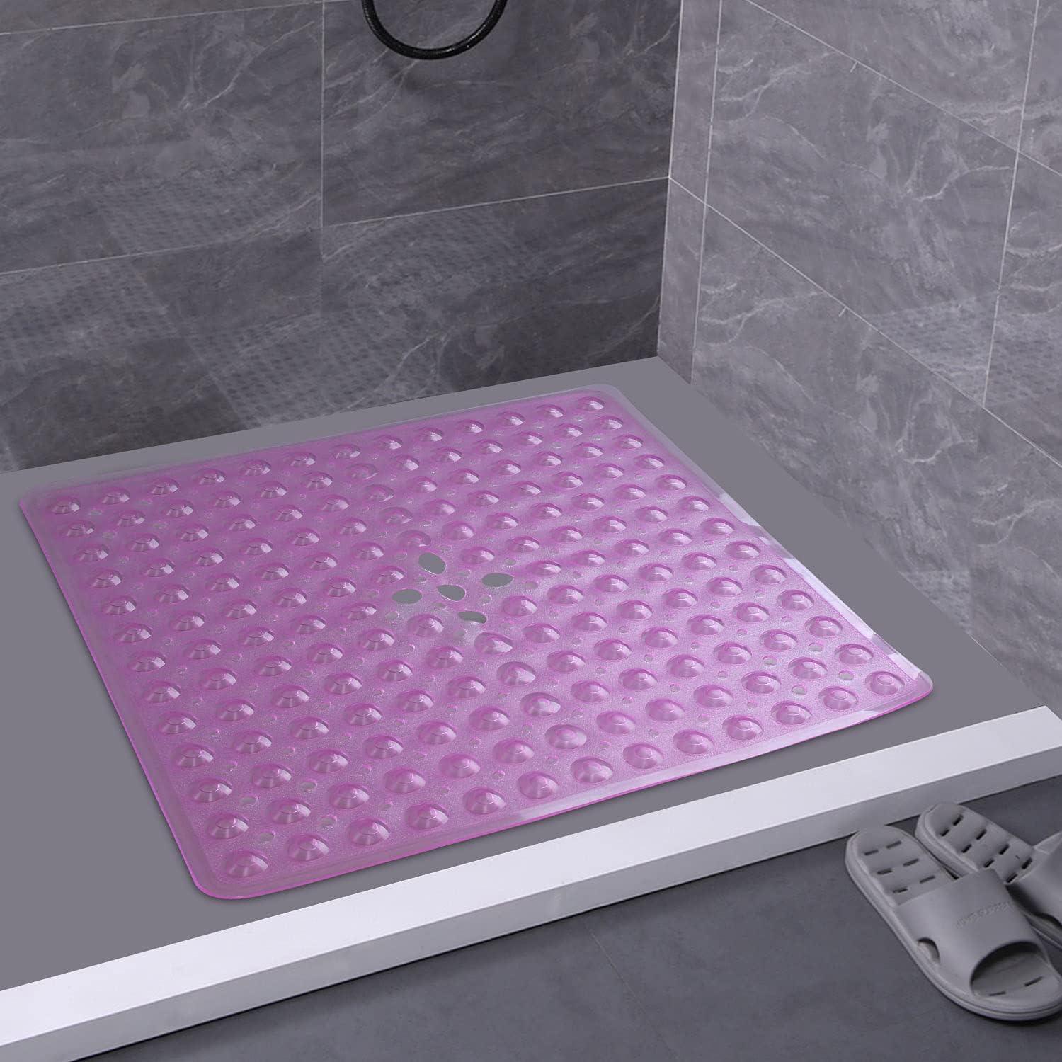 21 x 21 in Pebble Non-slip Bathtub Mat Shower Mat with Drain Holes Suction  Cups