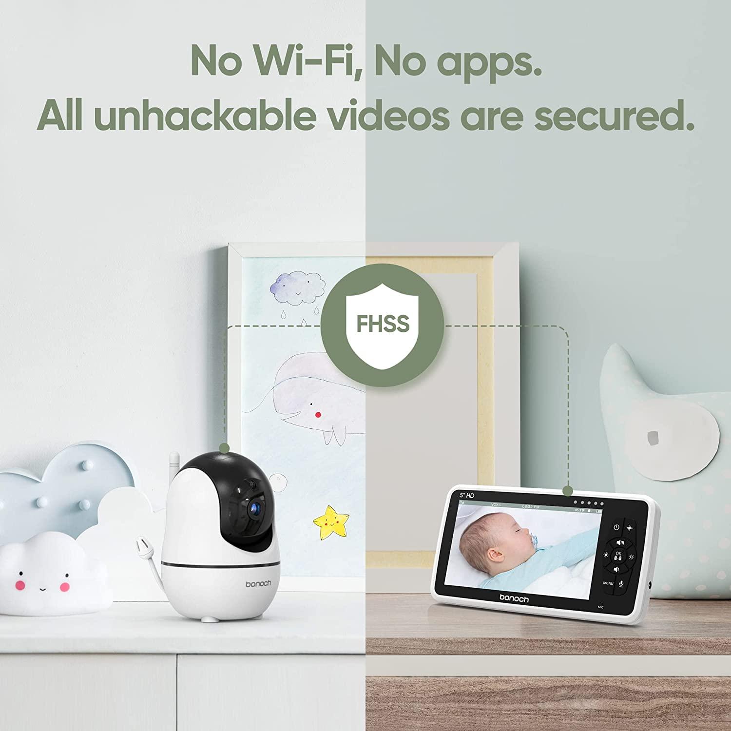 bonoch Baby Monitor with Camera and Audio, 5 720P HD Video Baby