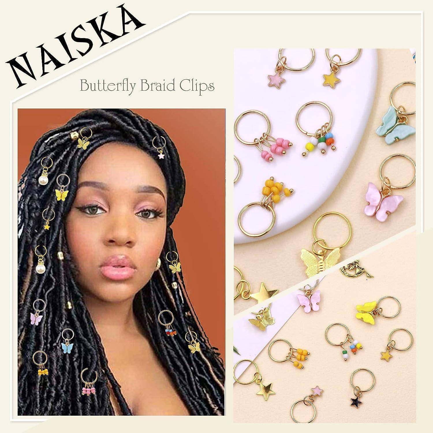 NAISKA Gold Hair Jewelry for Braids with Crystal Star Heart Hair Charms Loc  Dreadlock Braid Accessories Shiny Hair Accessories Decoration Hair Clips
