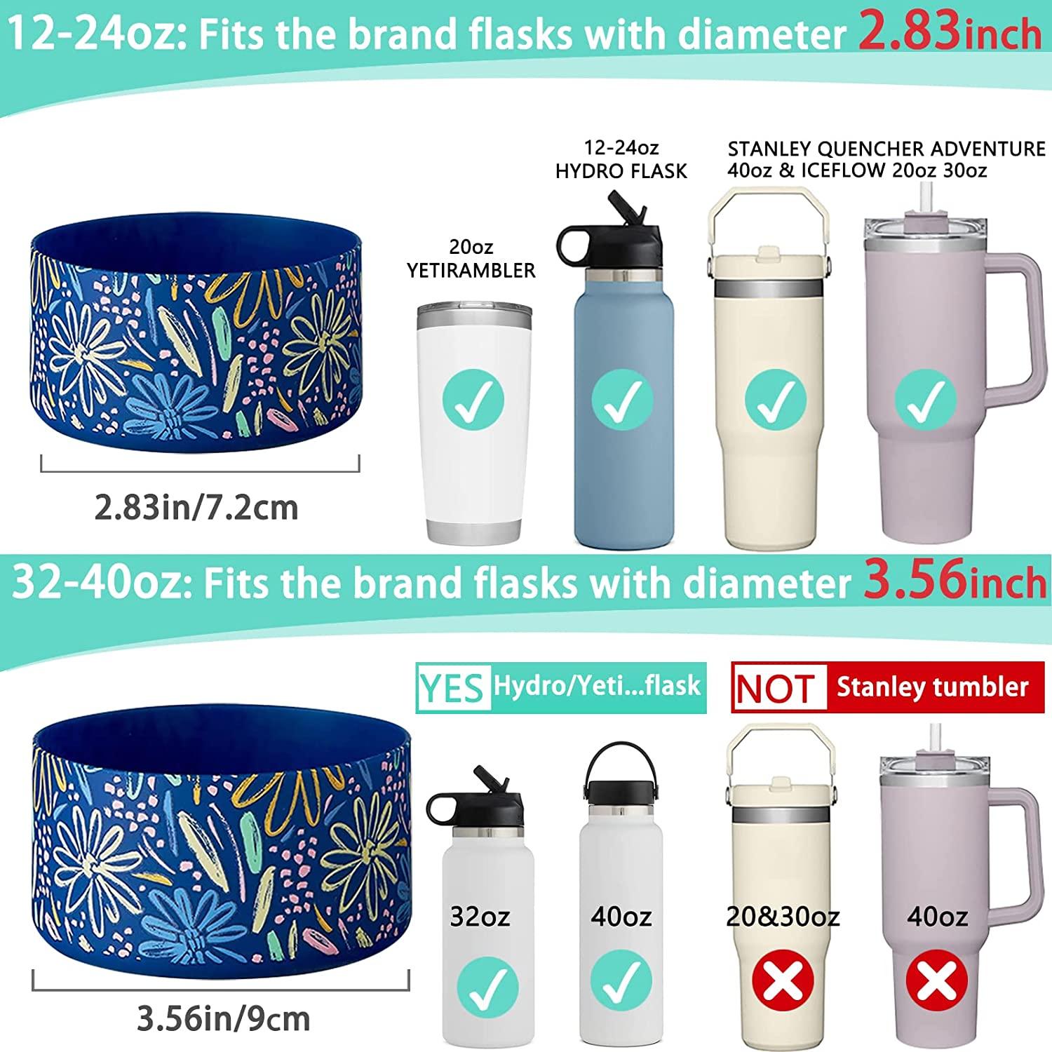 Protective Silicone Sleeve Boot 12oz 21oz 24oz Wide Mouth Water Bottle for  Hydro Flask,Simple Modern and More, Flask Rubber Boot, Compatible with 20- 40oz Stanley Tumbler(Flowers transparent) 12-24OZ Flowers transparent