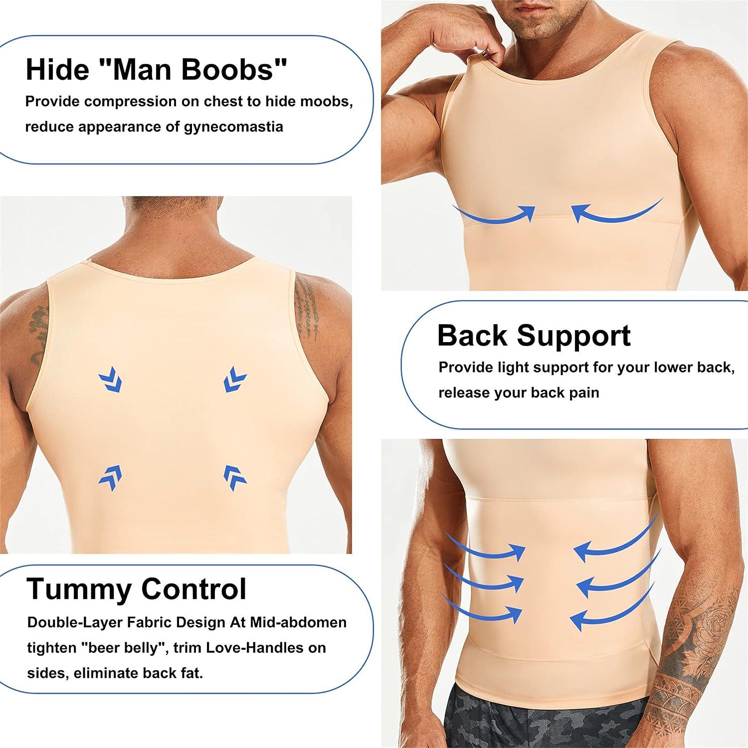 Male Men Powerful Slimming Compression Vest Flat Chest Shaper Boobs  Gynecomastia