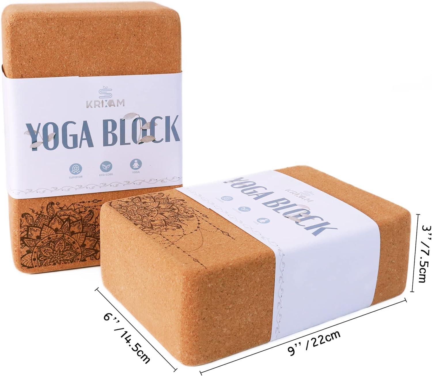 KRIXAM Cork Yoga Block High Density Yoga Cork Blocks with Anti