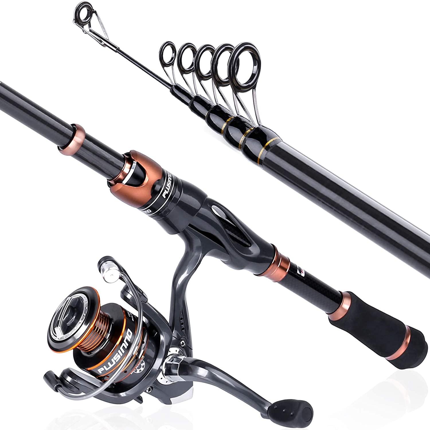  PLUSINNO Fishing Rod and Reel Combos Carbon Fiber Telescopic  Fishing Pole with Spinning Reels Sea Saltwater Freshwater Kit Fishing Rod  Kit : Sports & Outdoors