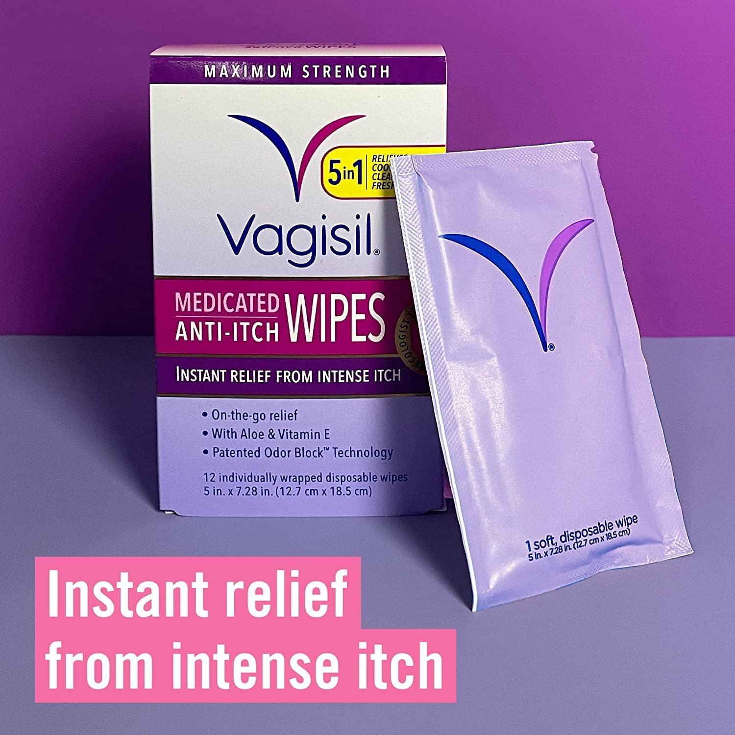 Vagisil Anti Itch Medicated Wipes Maximum Strength Ea Pack Of