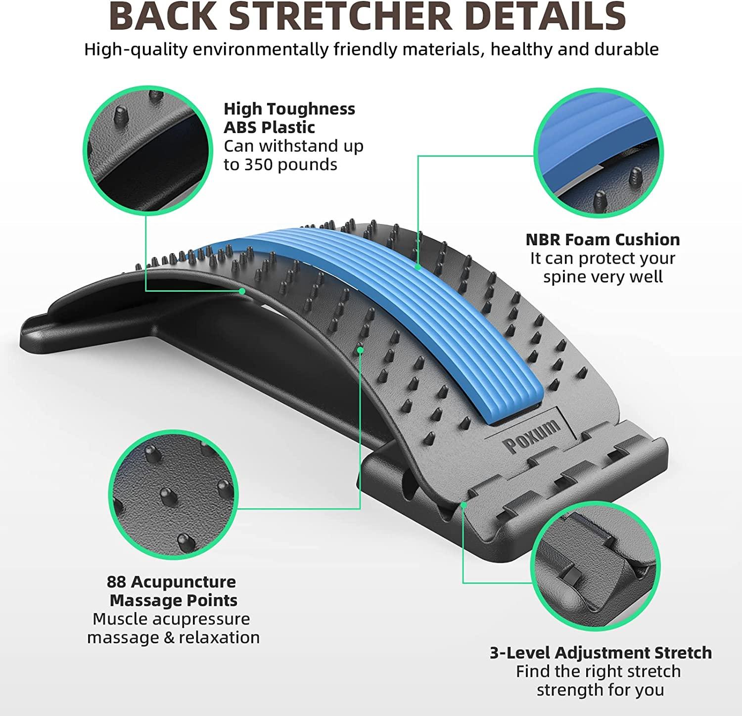 Poxum Back Stretcher for Lower Back Pain Relief, Back Cracker Board, Multi-Level  Back Massager Lumbar, Spinal and Back Stretching Device for Spine  Decompression, Herniated Disc, Sciatica Pain Relief