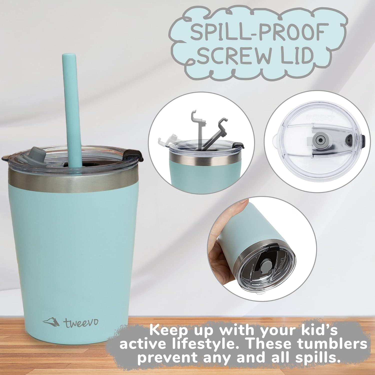 Tweevo Kids Tumblers with Spill-Proof Screw Lids - Tumbler 8.5 oz