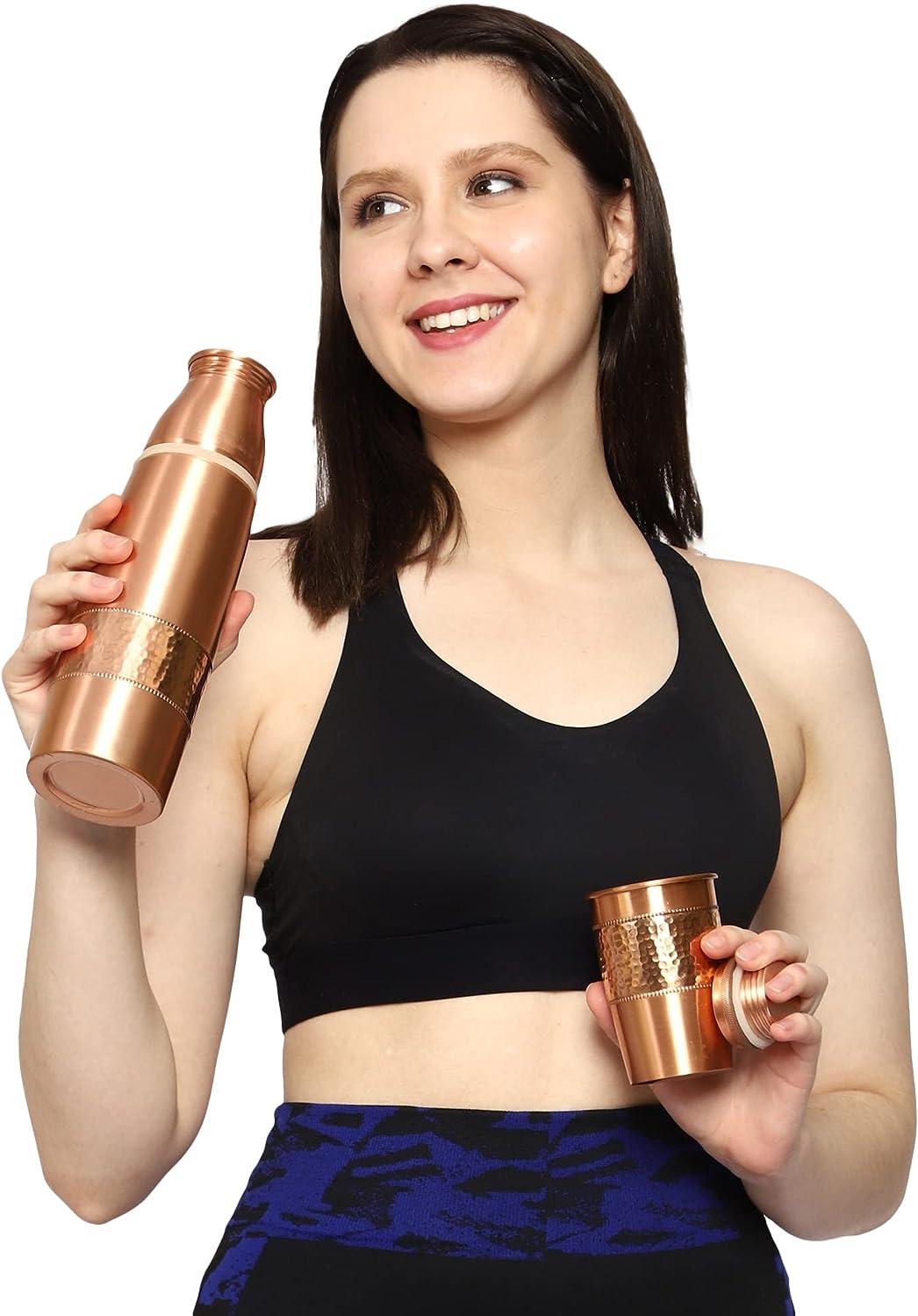 Pure Copper Water Bottle with Sipper, 900 Ml Capacity (30.4 US Fl Oz) For  Ayurveda Health Benefits 