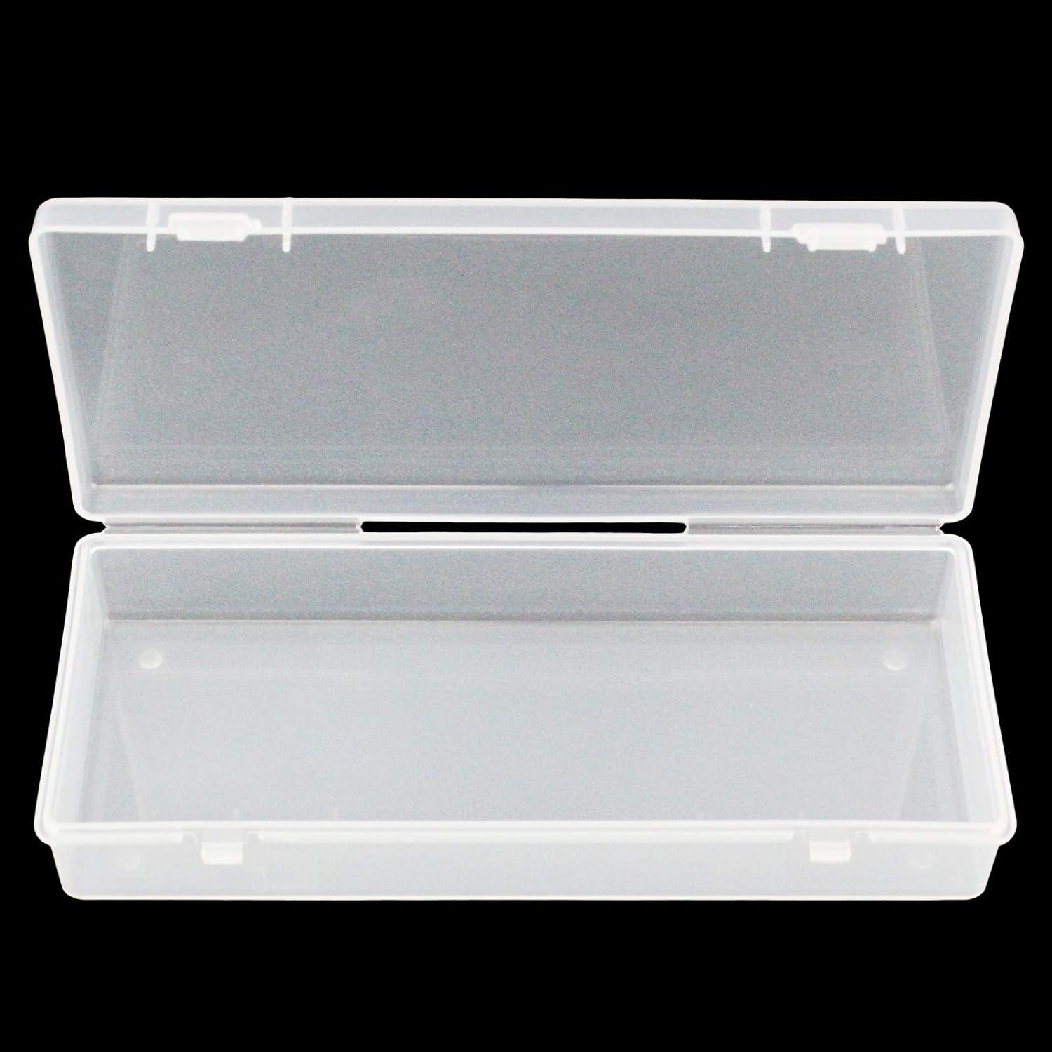 6 Pack Small Plastic Storage Containers with Hinged Lids, Rectangle Clear  Plasti