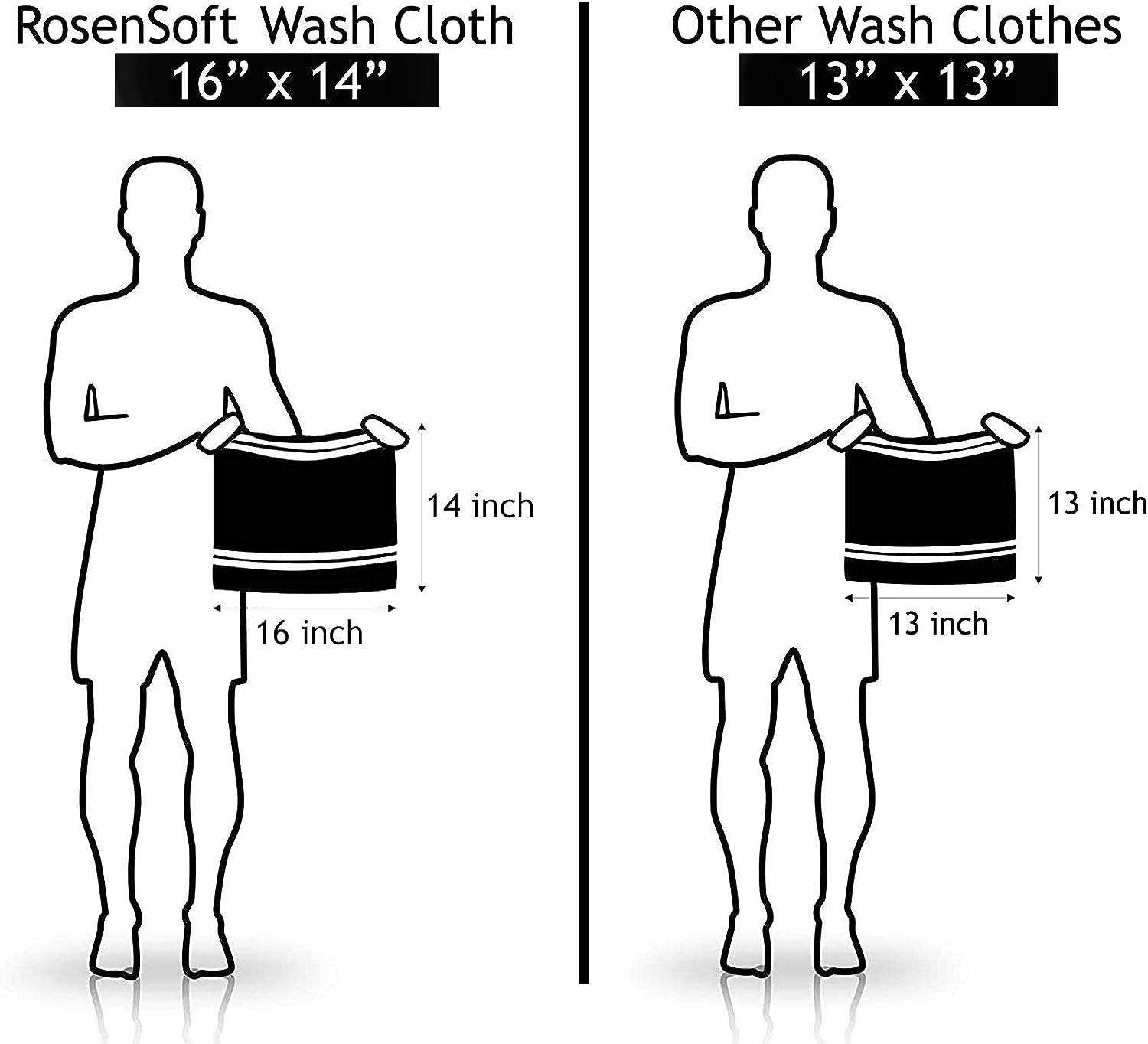 RosenSoft Oversized Wash Clothes-16x14 in Extra Large Wash Cloths for Body  and Face, Hand Gym Spa- Fingertip Towels for Bathroom, Bath Towel Set
