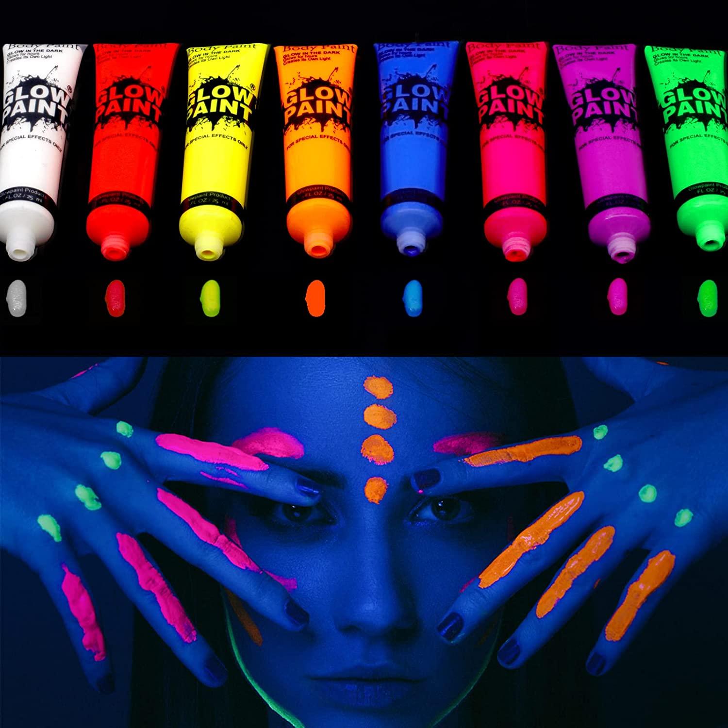 DELISOUL UV Neon Face Paint,Glow in the Dark Face Paint,Black Light Body  Paint,8