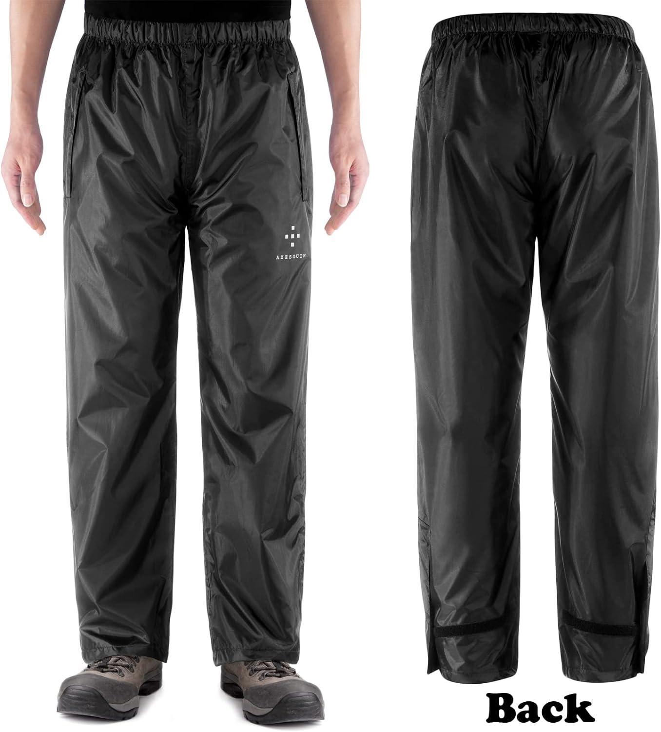 AXESQUIN Men's Rain Pants Waterproof Rain Over Pants with Pockets