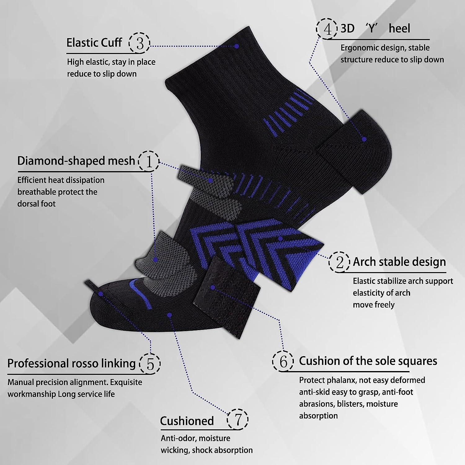COOPLUS Men's Athletic Ankle Socks Mens Cushioned Breathable Low Cut Socks  6 Pairs