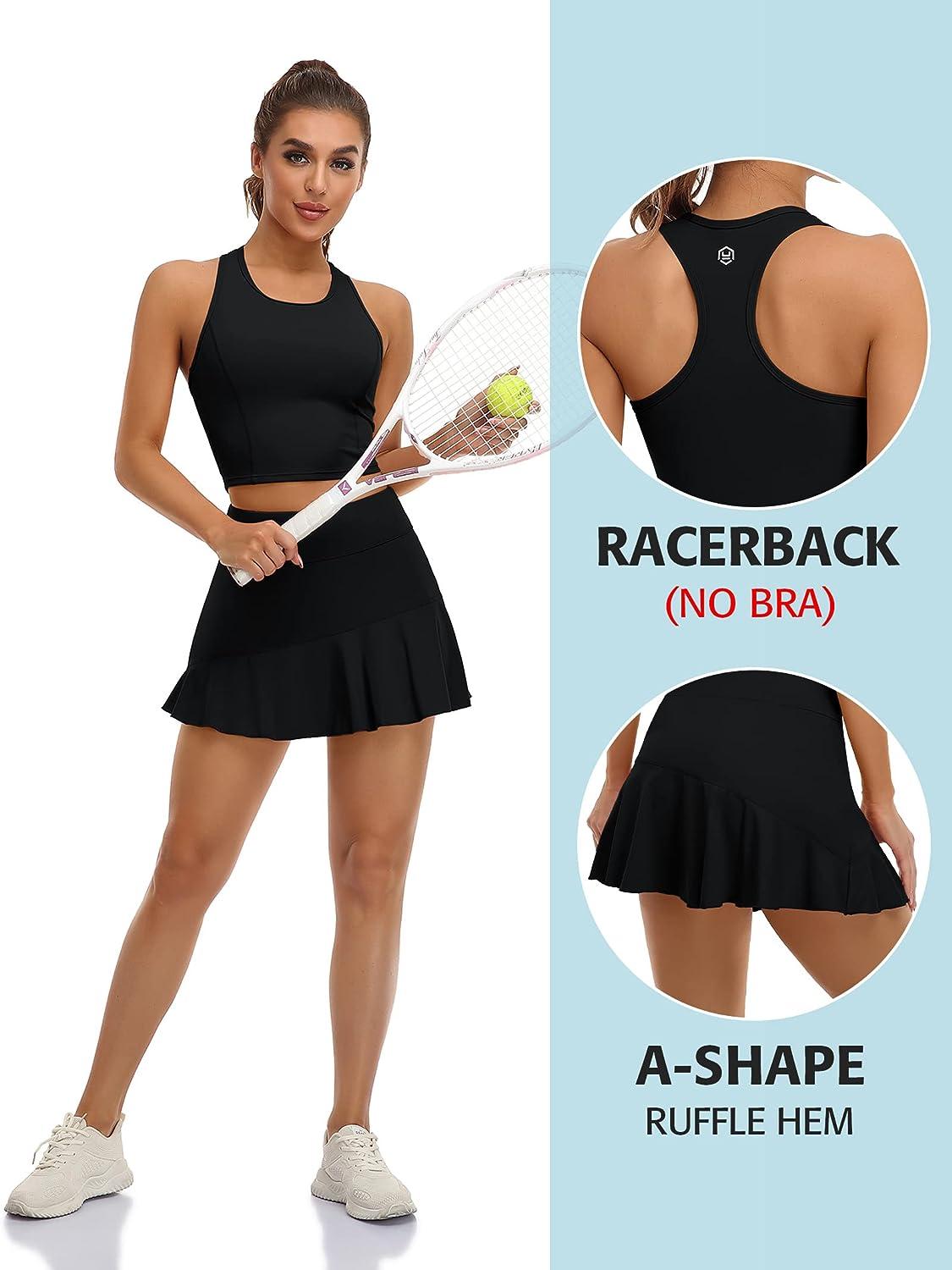 ATTRACO Women's Tennis Dress with Shorts Pockets and Bra V Neck Racerback  Golf O