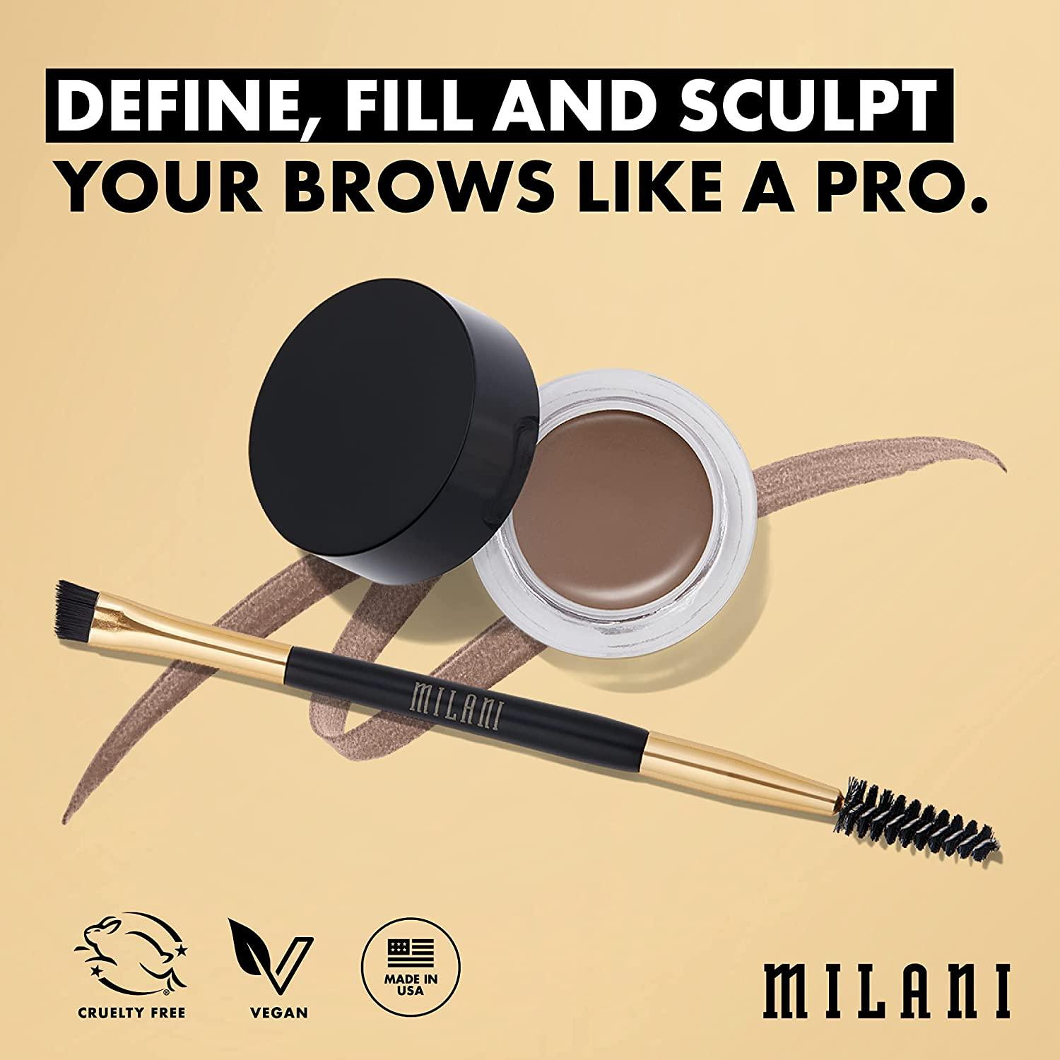 Milani Stay Put Brow Color - Dark Brown (0.09 Ounce) Vegan, Cruelty-Free  Eyebrow Color that Fills and Shapes Brows…