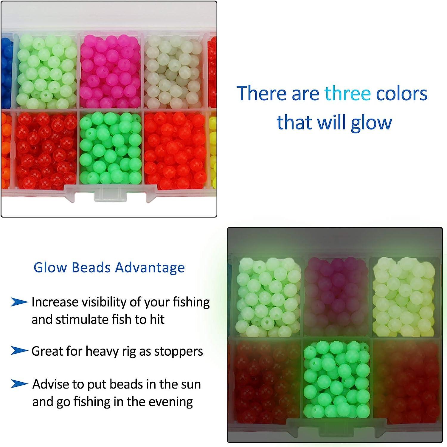 BB Hapeayou Fishing Beads Saltwater Freshwater Assortment - for Fishing Rigs/Fising  Line- Glow Mix Color Plastic 5mm(1000pcs/Box)