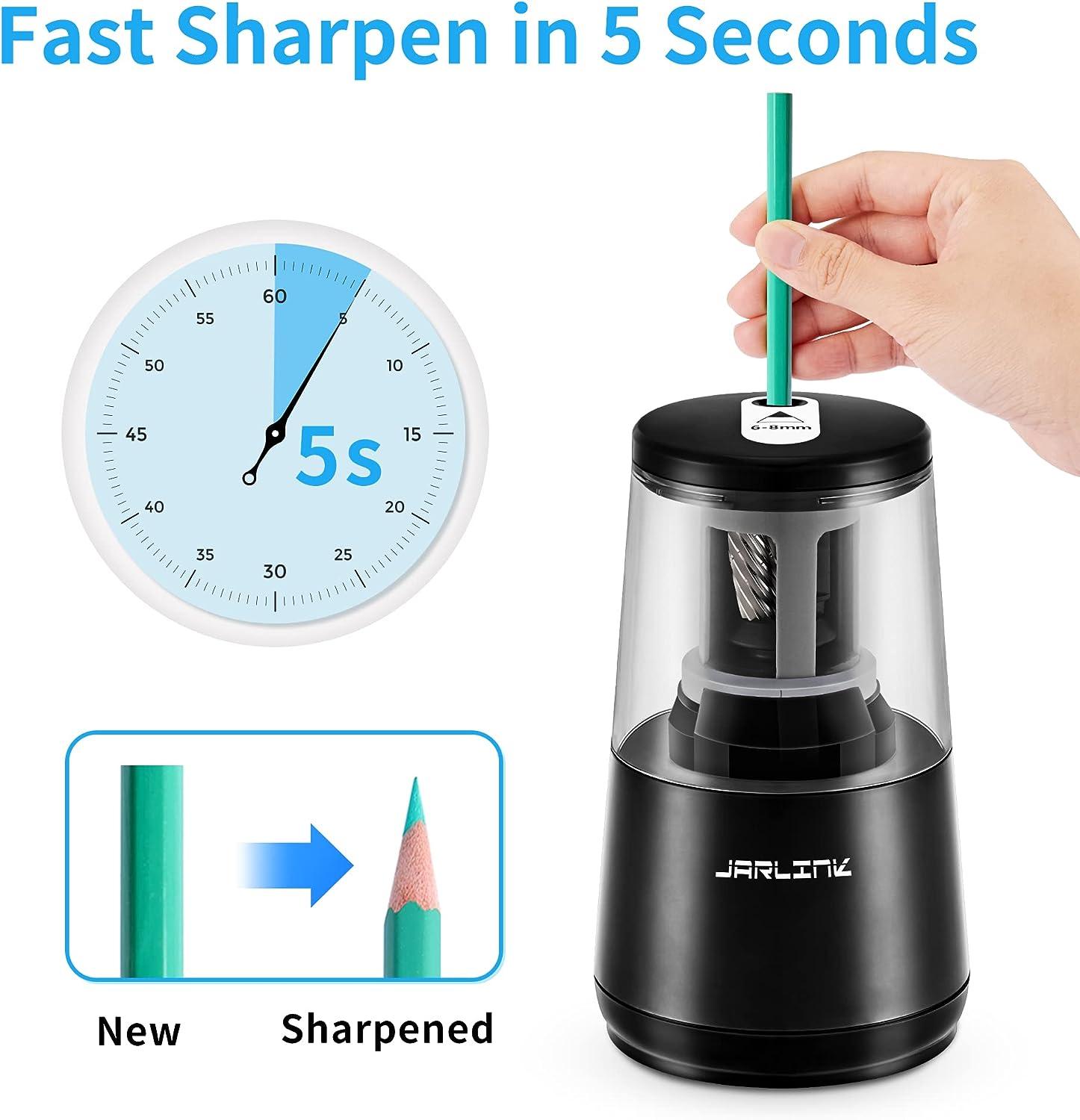 [UPGRADE] Electric Pencil Sharpener Heavy-Duty Helical Blade Colored Pencil Sharpener with Adapter/Battery Operated for No.2/ (6-8mm) Pencils with