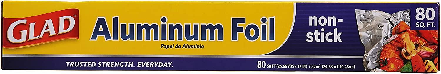 Glad Non-Stick Aluminum Foil, 80 Square Feet of Multiuse Foil for Ultimate  Food Protection, Aluminum Foil for Grilling, Roasting, Baking