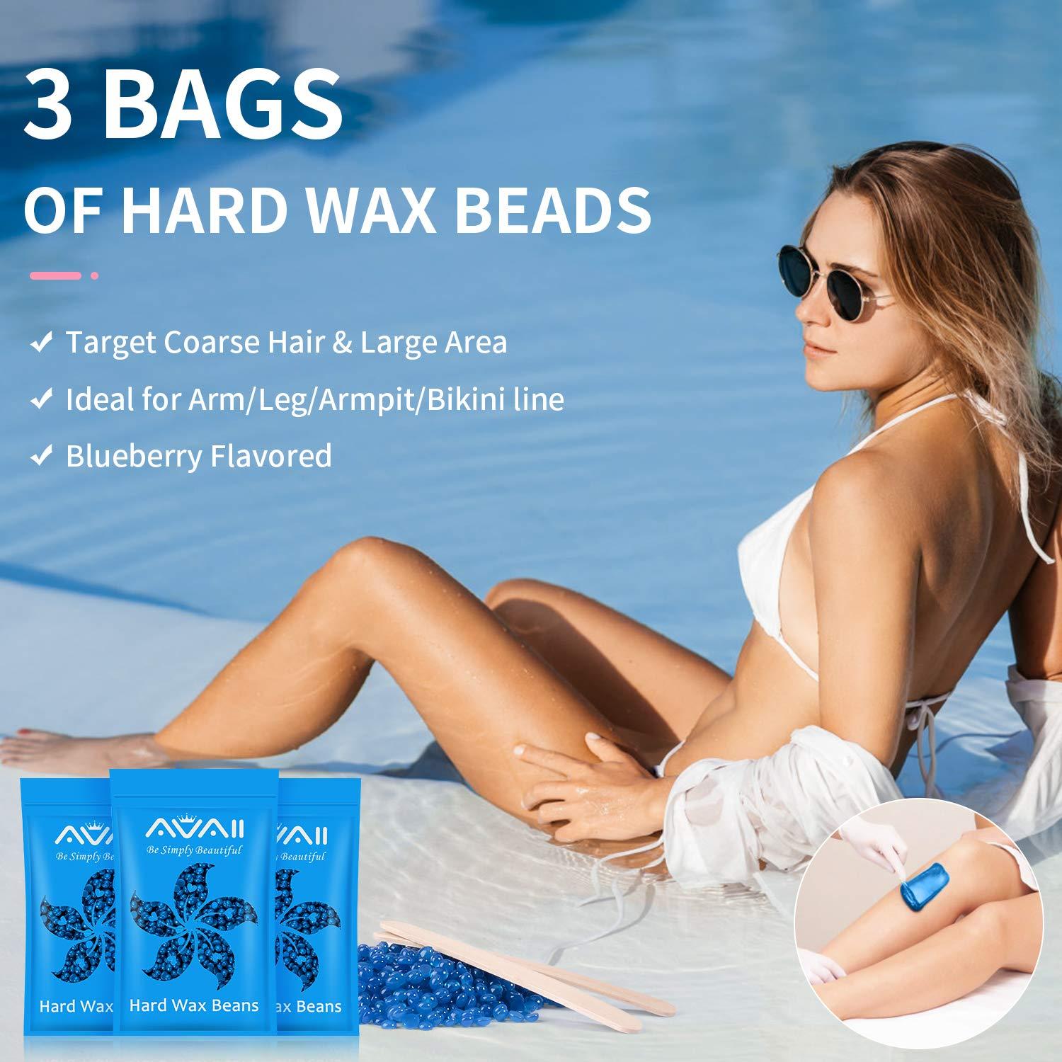 Waxing Kit, AVAII Wax Warmer Hair Removal Wax Kit with 4 Bags Hard Wax  (3.5oz/Bag) 20 Wax Applicator Sticks for Full Body, Legs, Face, Eyebrows,  Bikini Women Men at Home Waxing price