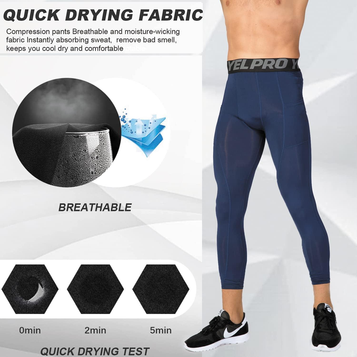 Men's Cool Dry Compression Pants- Active Workout Leggings Gym