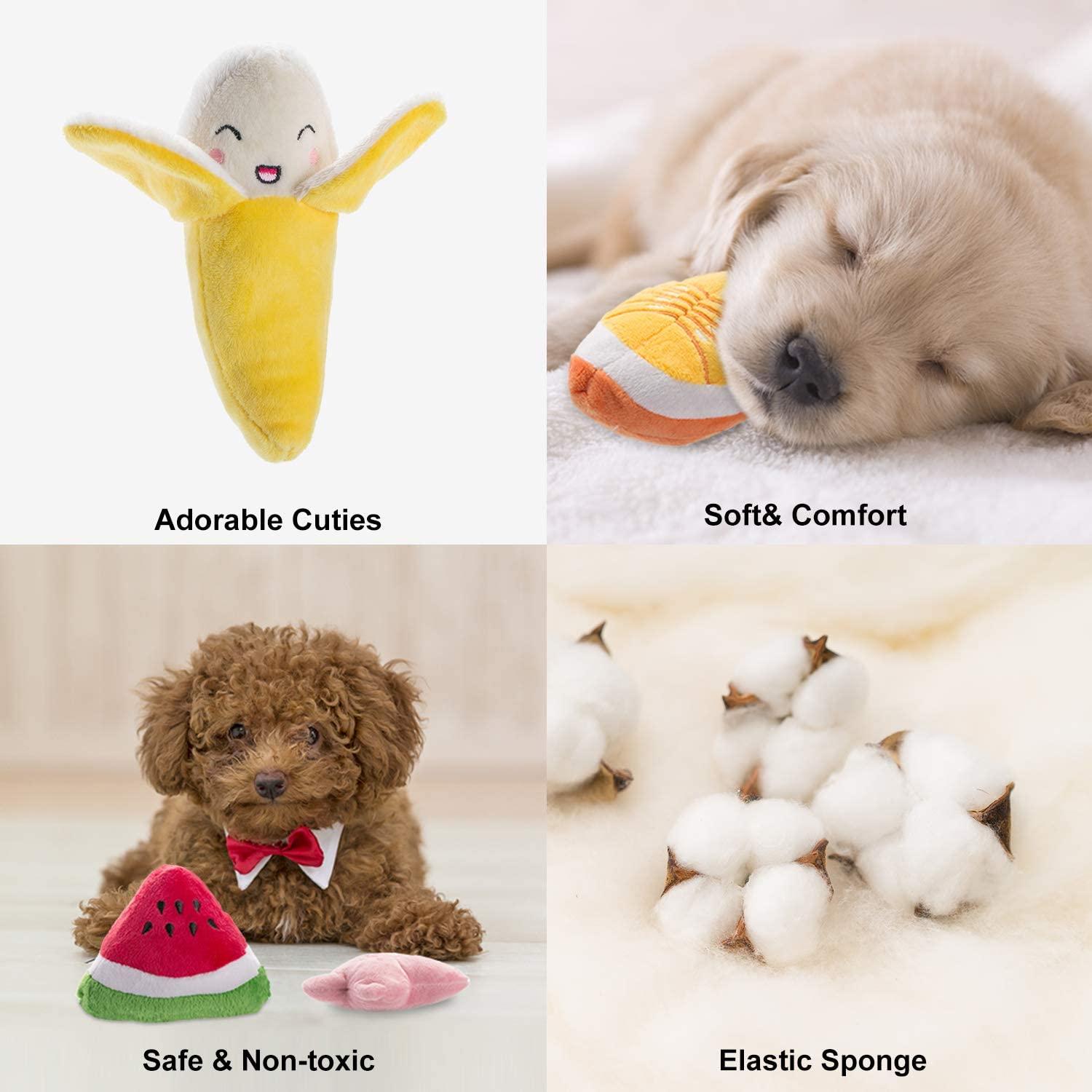 P.L.A.Y. (Pet Lifestyle And You) p.l.a.y. cute plush dog toys - fruit &  vegetable themed durable squeaker