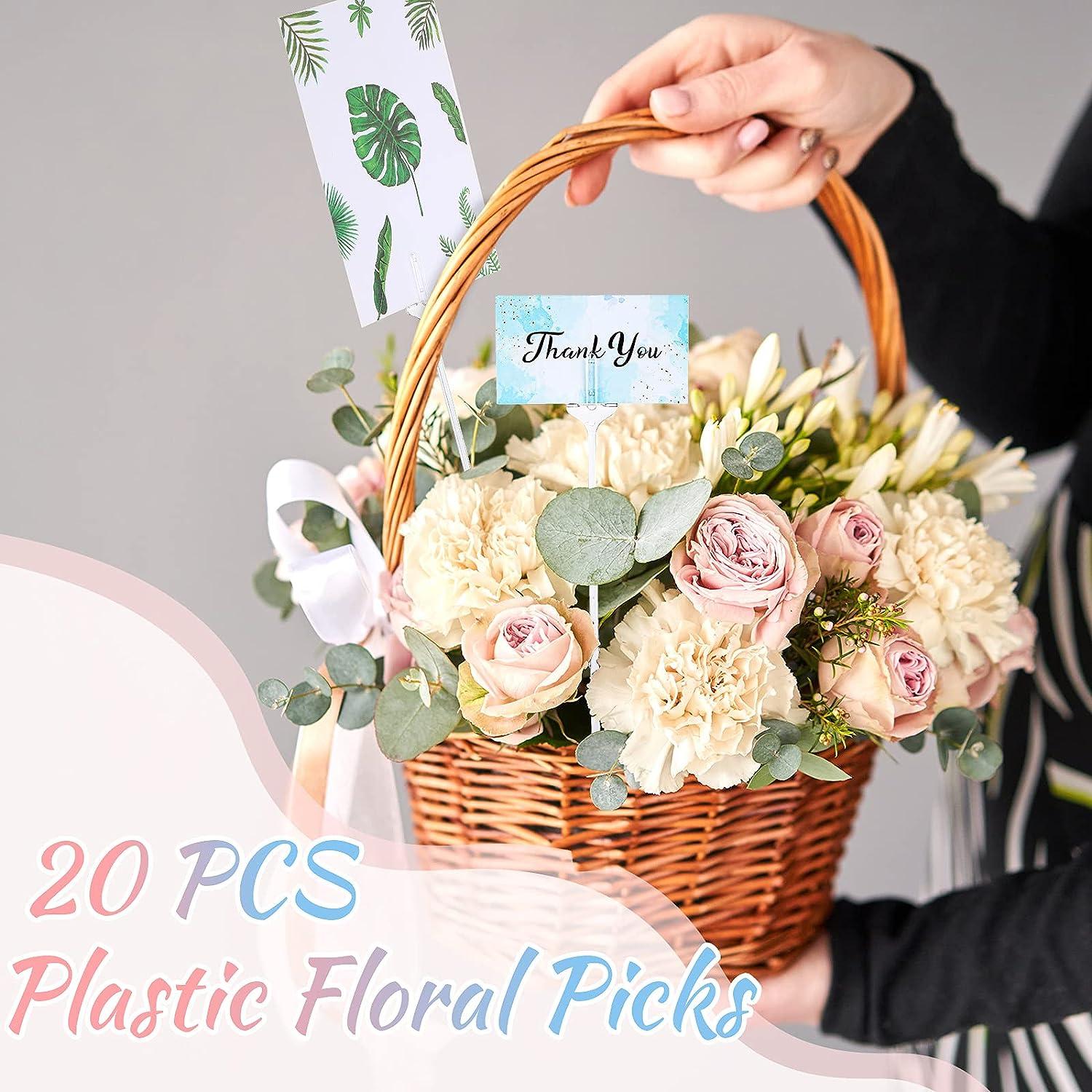 Plastic Floral Picks 9.4 and 12.2 Inch Straight Head Floral Picks  Transparent Fork Shape Flower Picks
