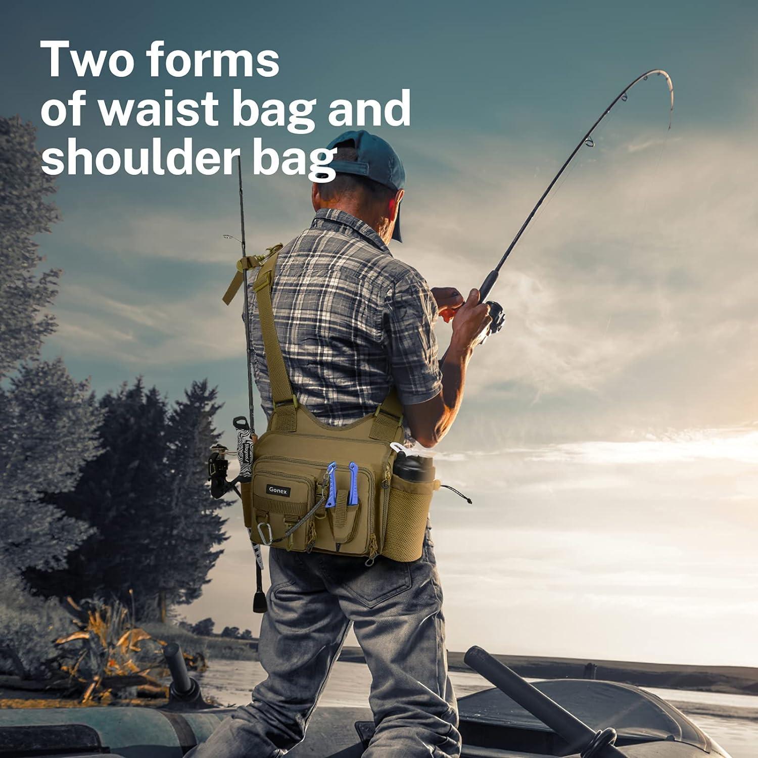 Men Box Fly Backpack Tackle Sling Backpack Rod Holder Fishing Bag