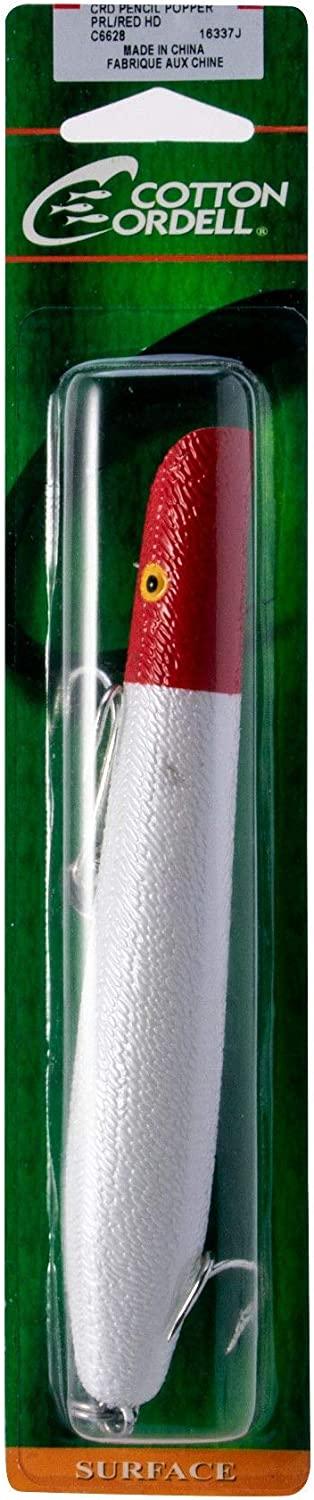 Cotton Cordell Pencil Popper Topwater Pearl Red Head 6 1 oz.