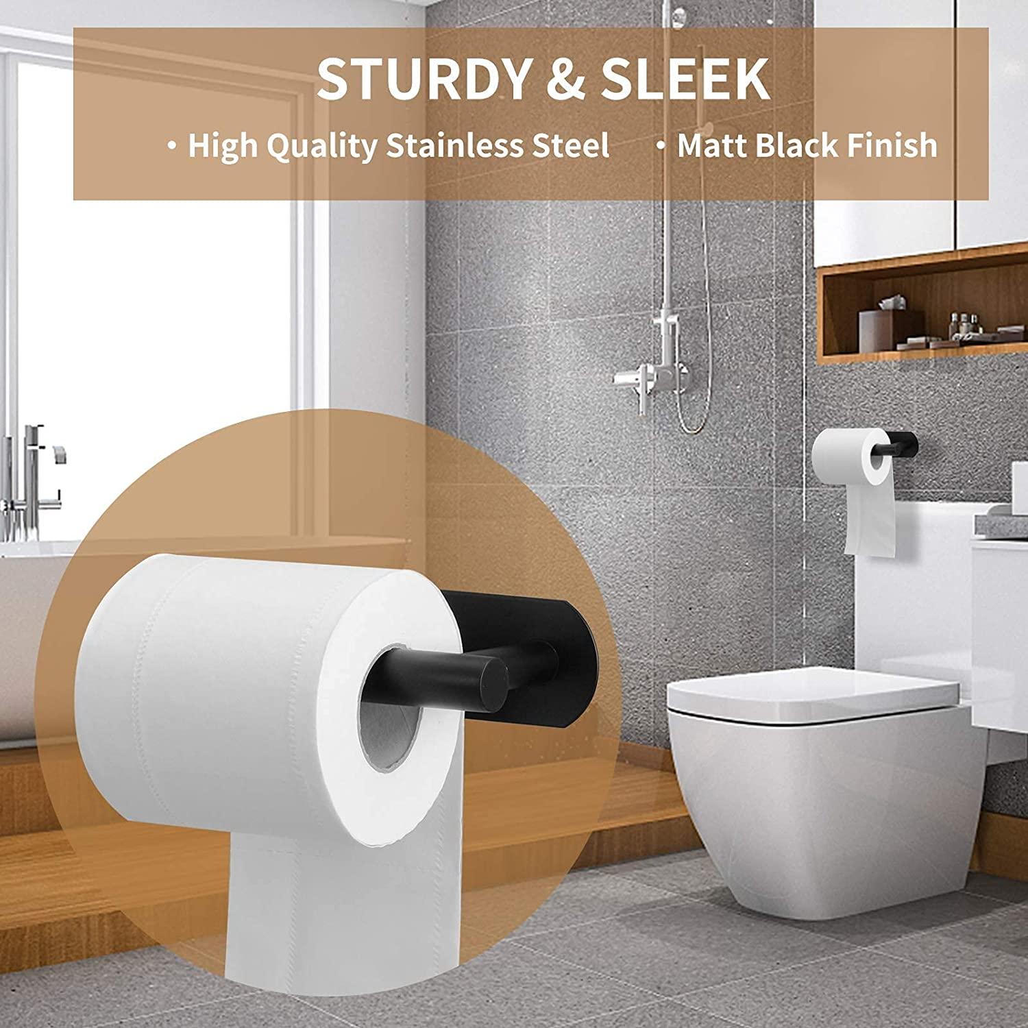 1pc No-drilling Toilet Paper Holder With Shelf For Bathroom