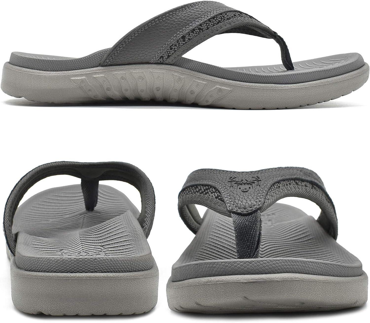 KuaiLu Mens Sport Flip Flops Comfort Orthotic Thong Sandals with
