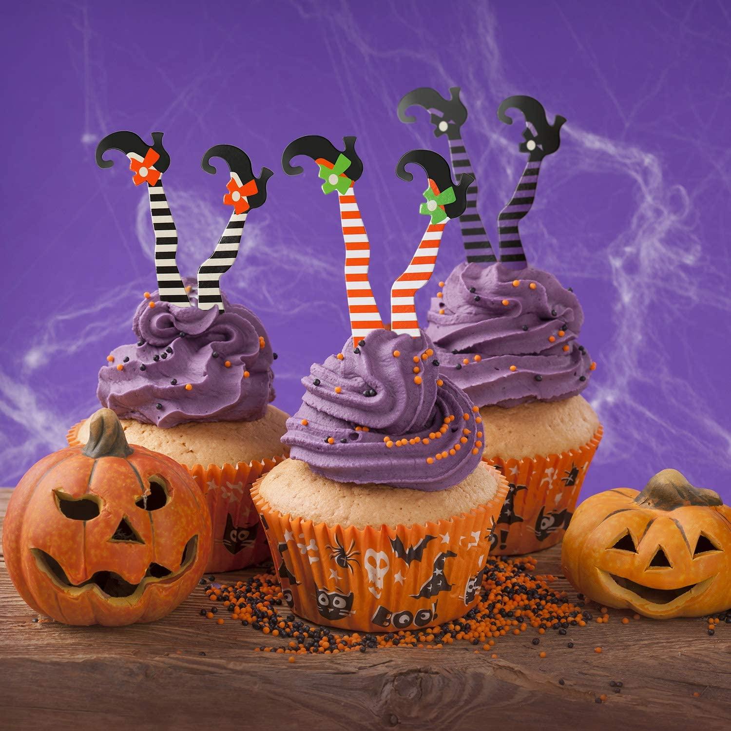 4 Halloween WACKY WITCH SHOES Wilton Silly Feet Cupcake Mold Silicone  Baking Set
