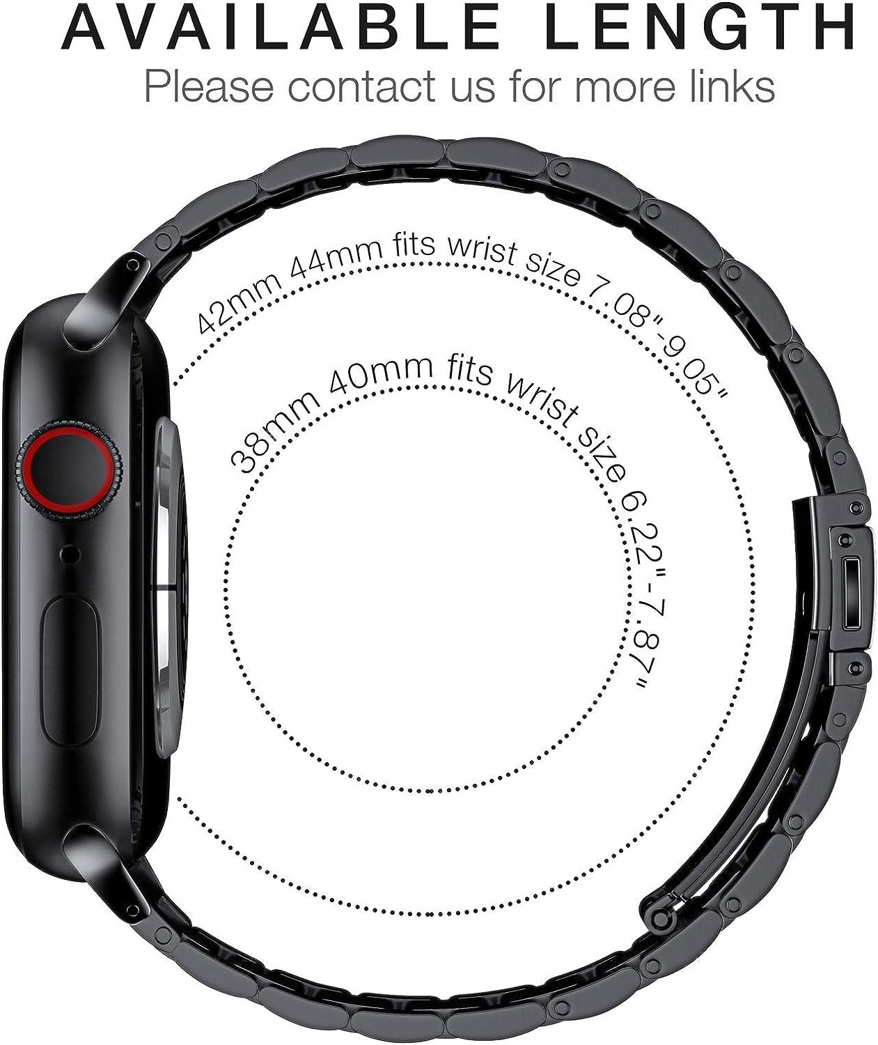 EPULY Compatible with Apple Watch Band 49mm 45mm 44mm 42mm 41mm 40mm  38mm,Business Stainless Steel Metal Wristband for iWatch SE & Series Ultra  se 8/7/6/5/4/3/2/1 A-Black 45mm 44mm 42mm 49mm
