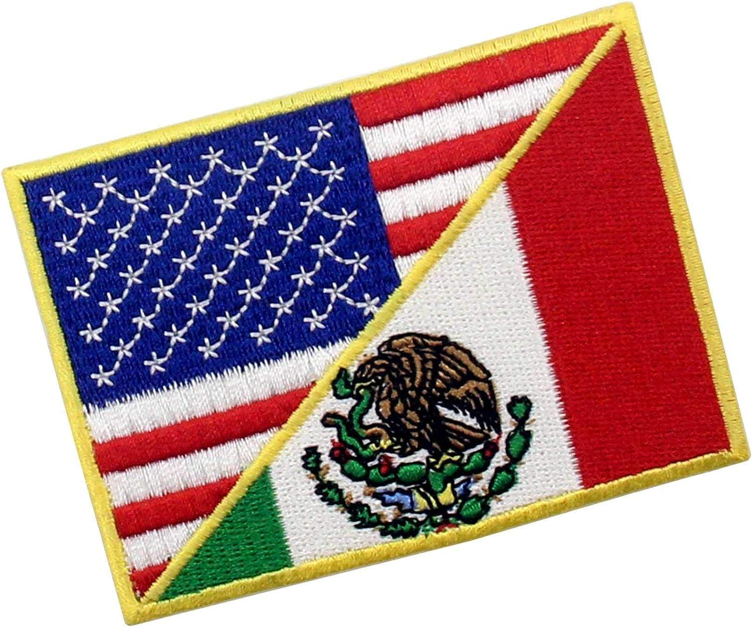 American Flag Mexican Flag Patch, Mexico Patches 