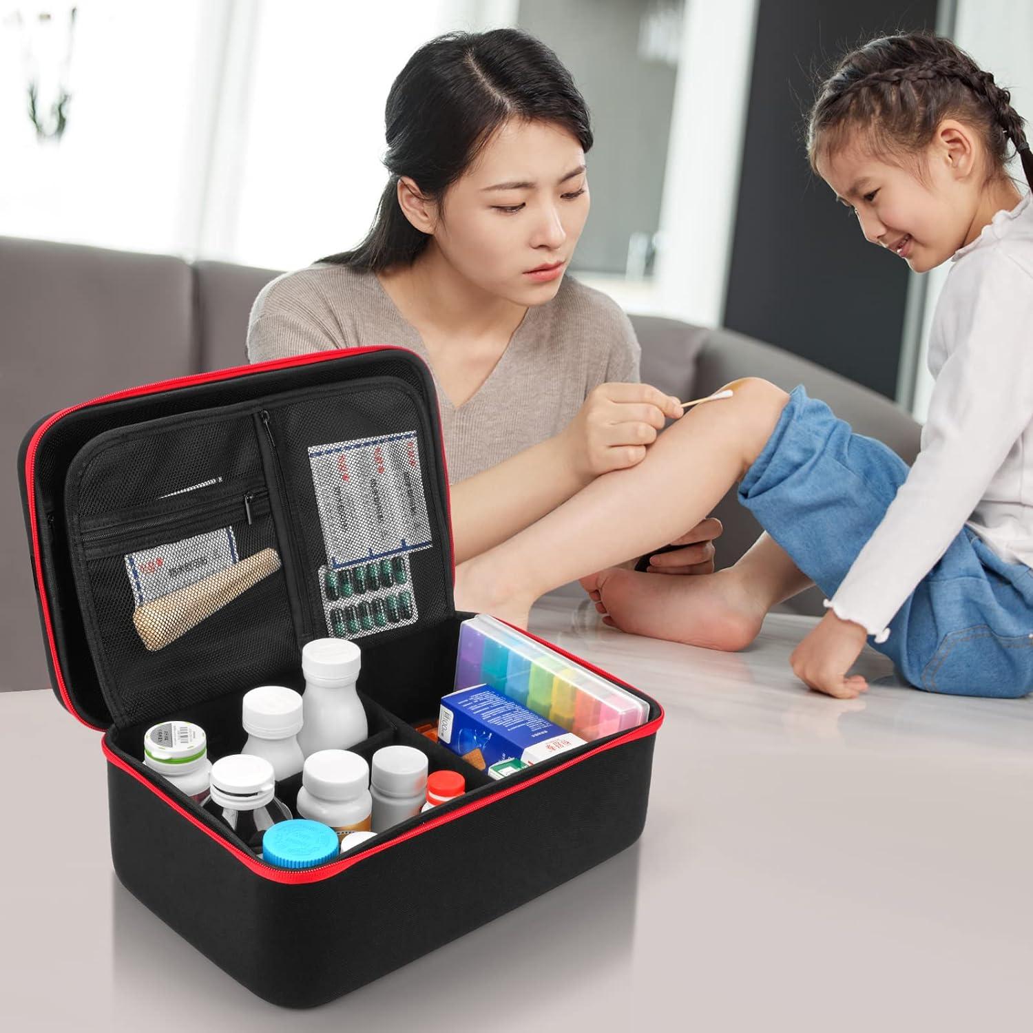 Yewltvep Pill Bottle Organizer Medicine Organizer Box Travel Medicine  Bottle Organizer Storage Hard Shell First Aid Case First Aid Box Empty for  Emergency Medication First Aid Bags (Case Only) Pill bottle organizer