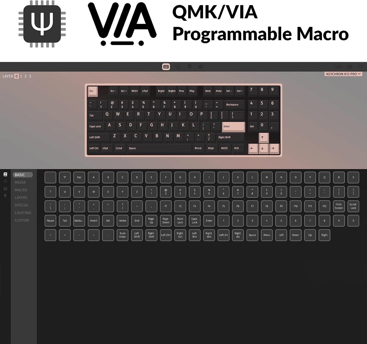 Keychron K13 Pro Ultra-Slim QMK/VIA Wireless Mechanical Keyboard